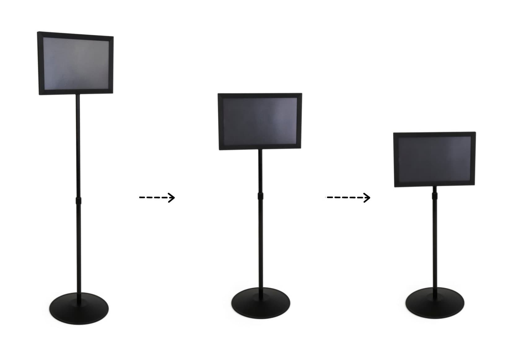 Metal sign frame with adjustable heights