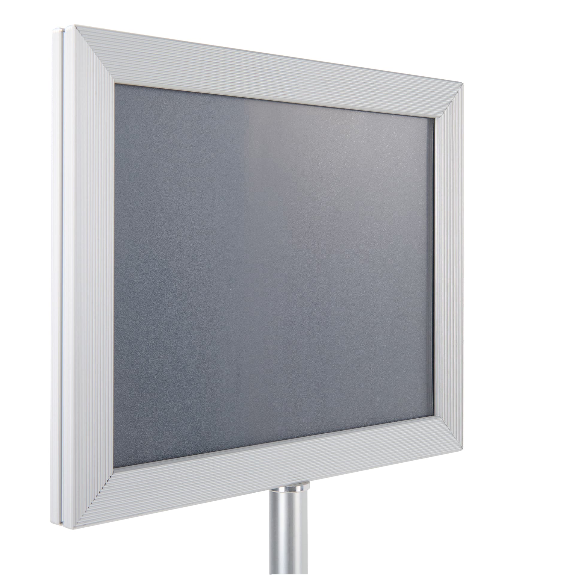Sign Displays Features Satin Silver Finish & Landscape Orientation