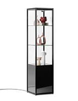 Black glass display cabinet with iron construction 