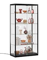 Locking glass display cabinet with heavy duty iron construction 