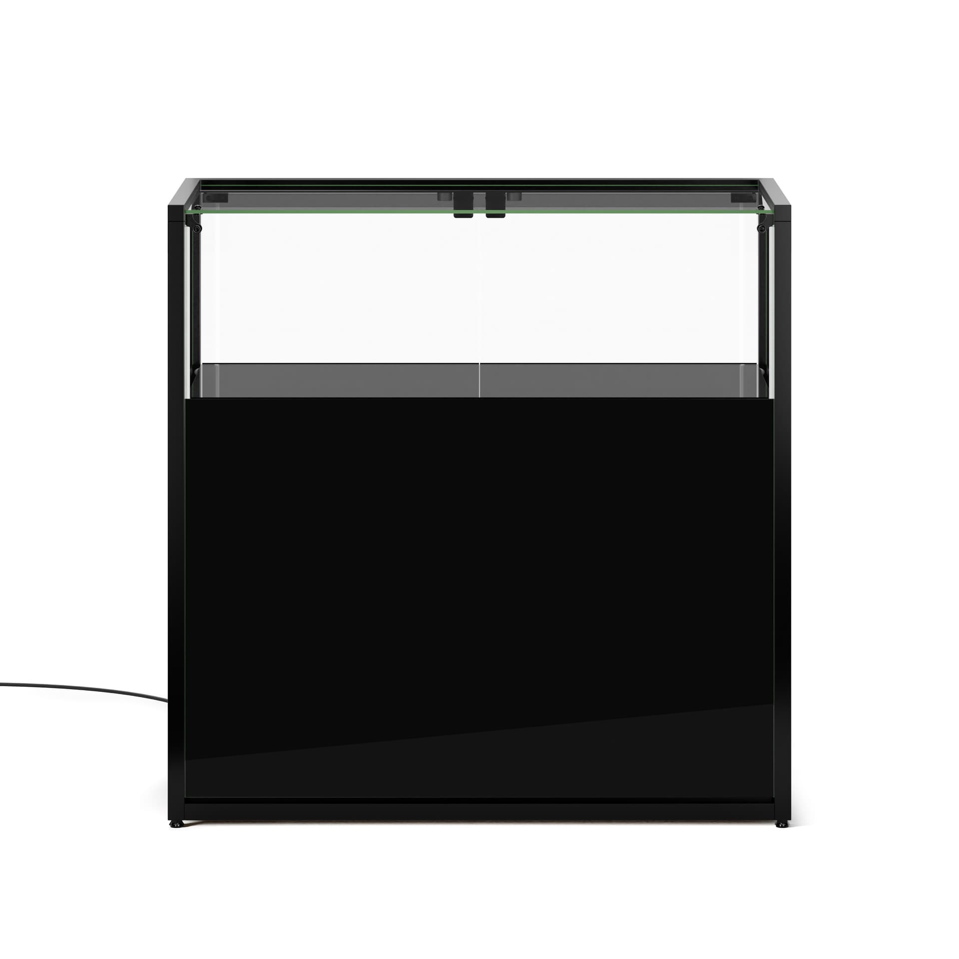 Showcase table is made of black iron material 