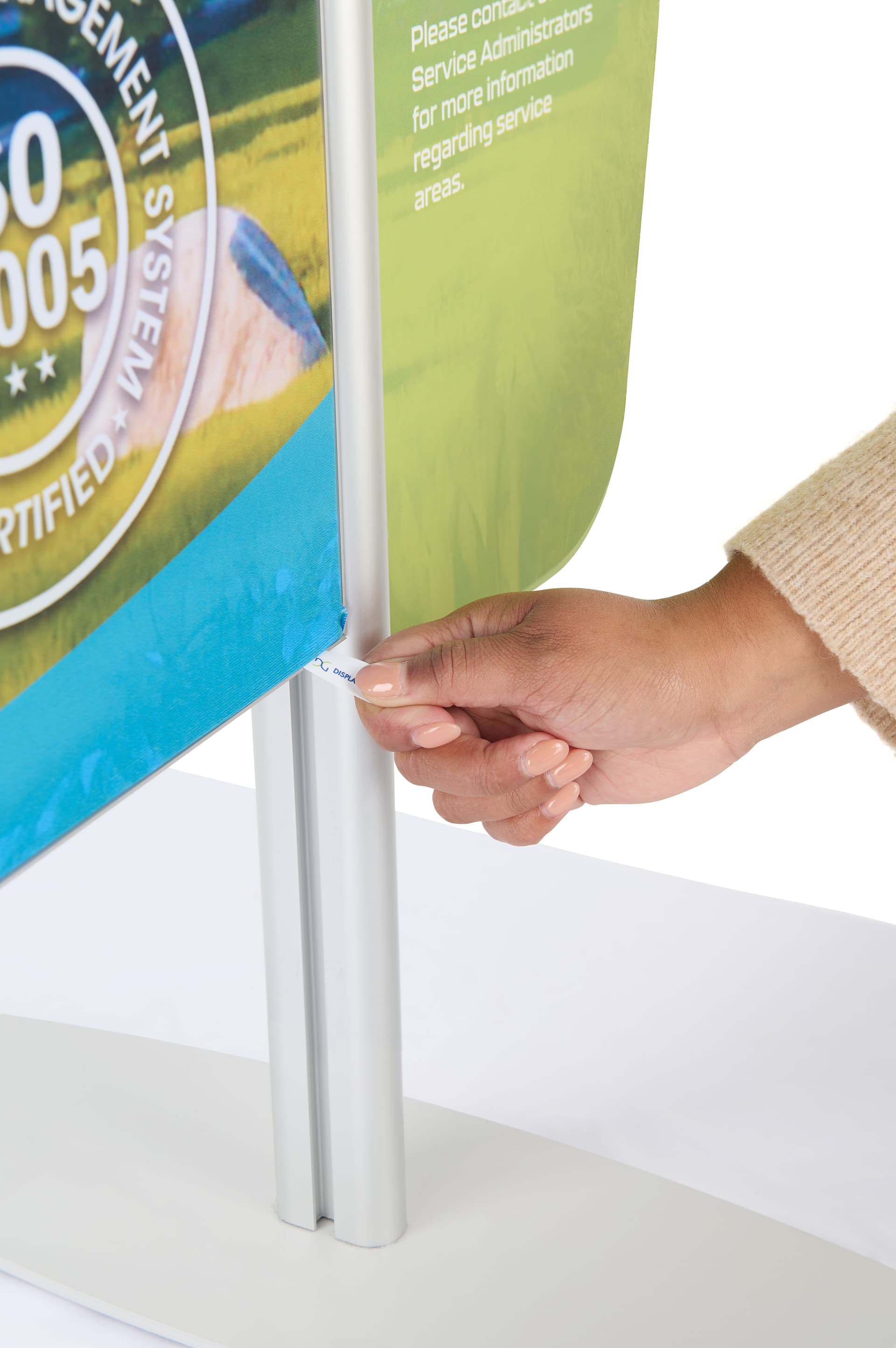 Trade show tabletop display with double-sided design 
