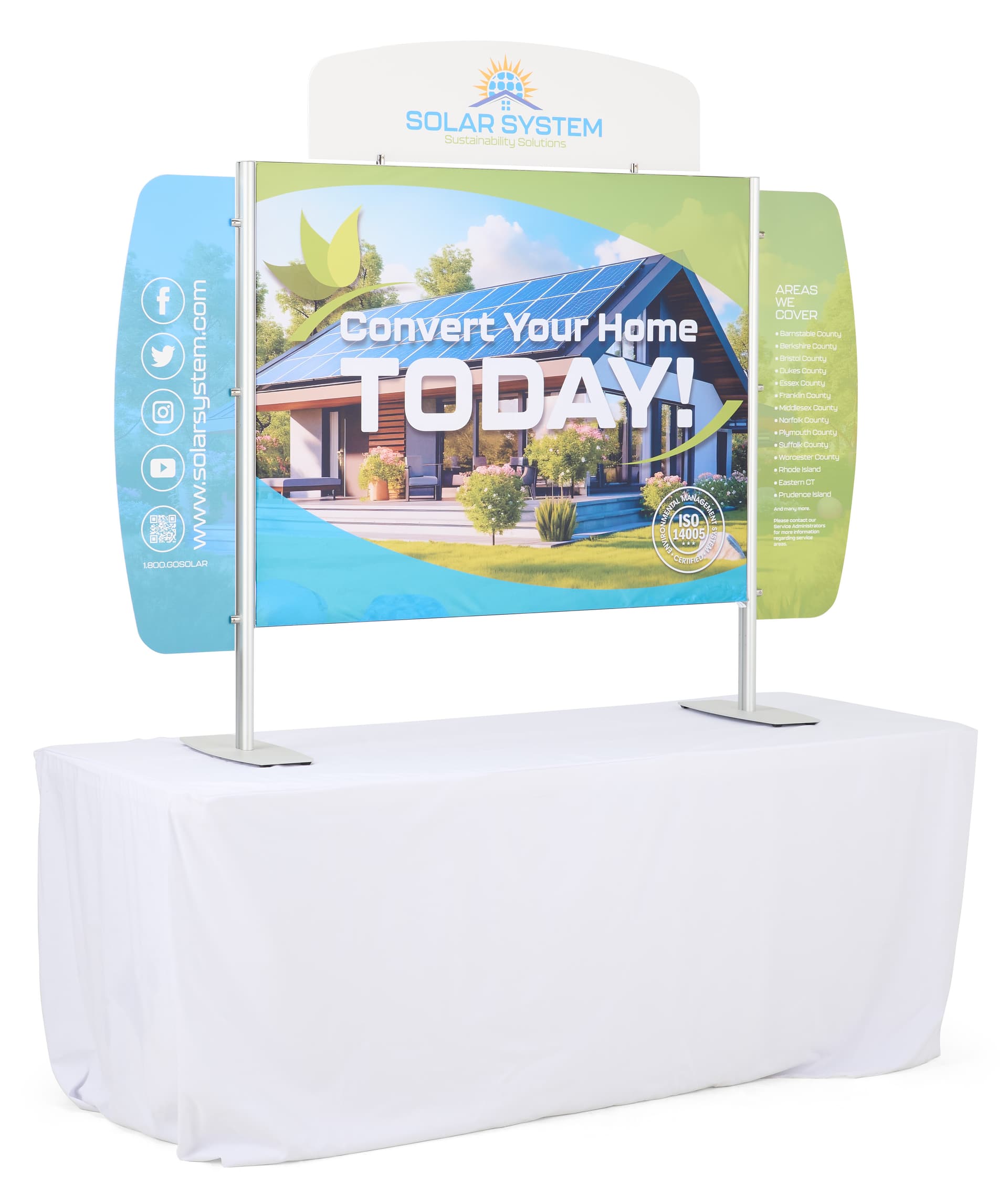 Trade show tabletop display with counter placement 