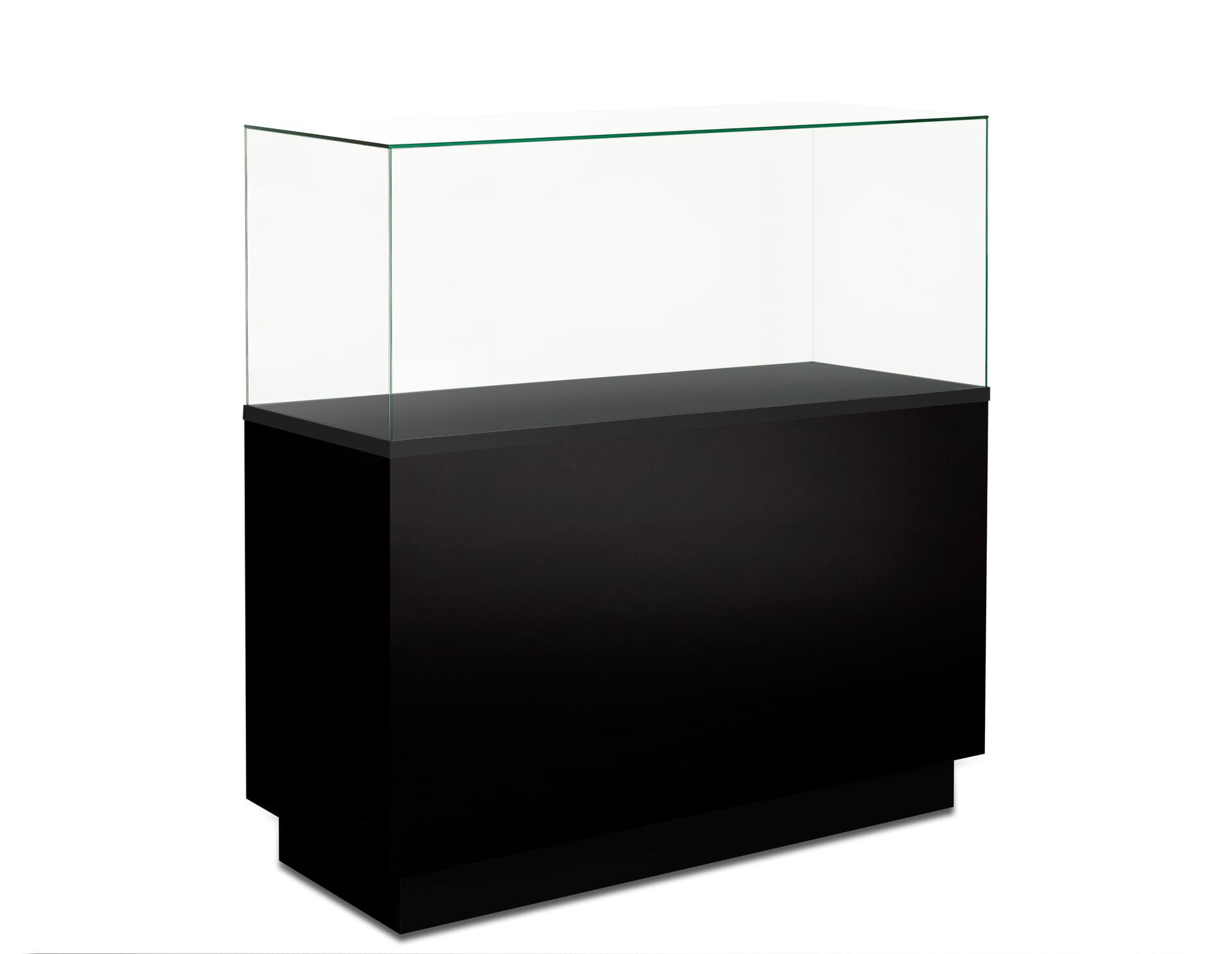 Frameless glass display cabinet with unobstructed viewing