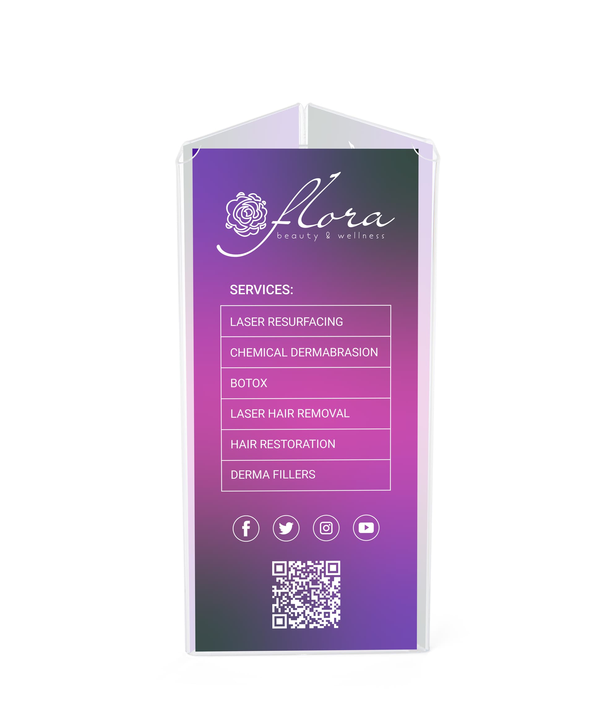 Menu card holder with easy bottom load design