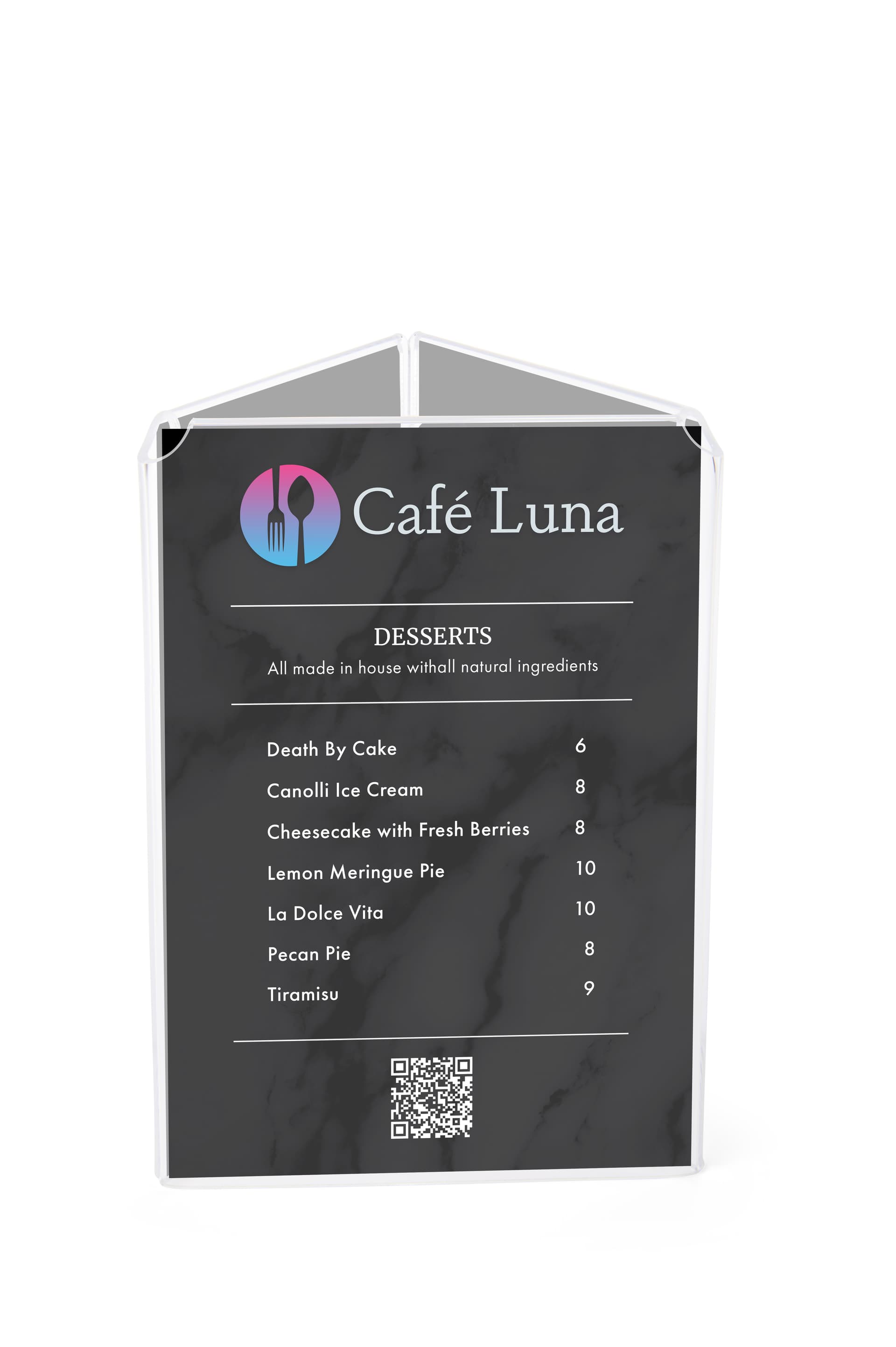 Plastic sign holder for table top