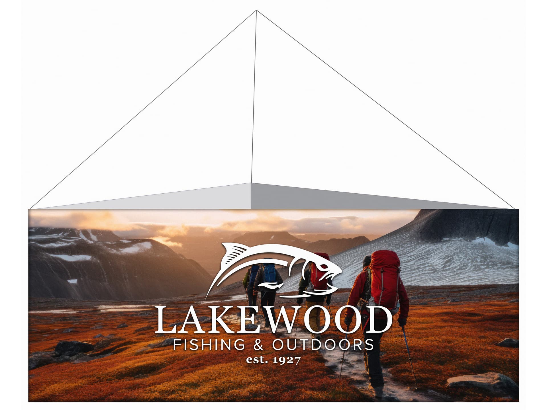 Hanging banner with customizable full color graphic