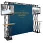 10x10 Trade Show Booth Kit w/ Custom Backdrop, 3 Counters, 2 Truss TV Mounts - Black