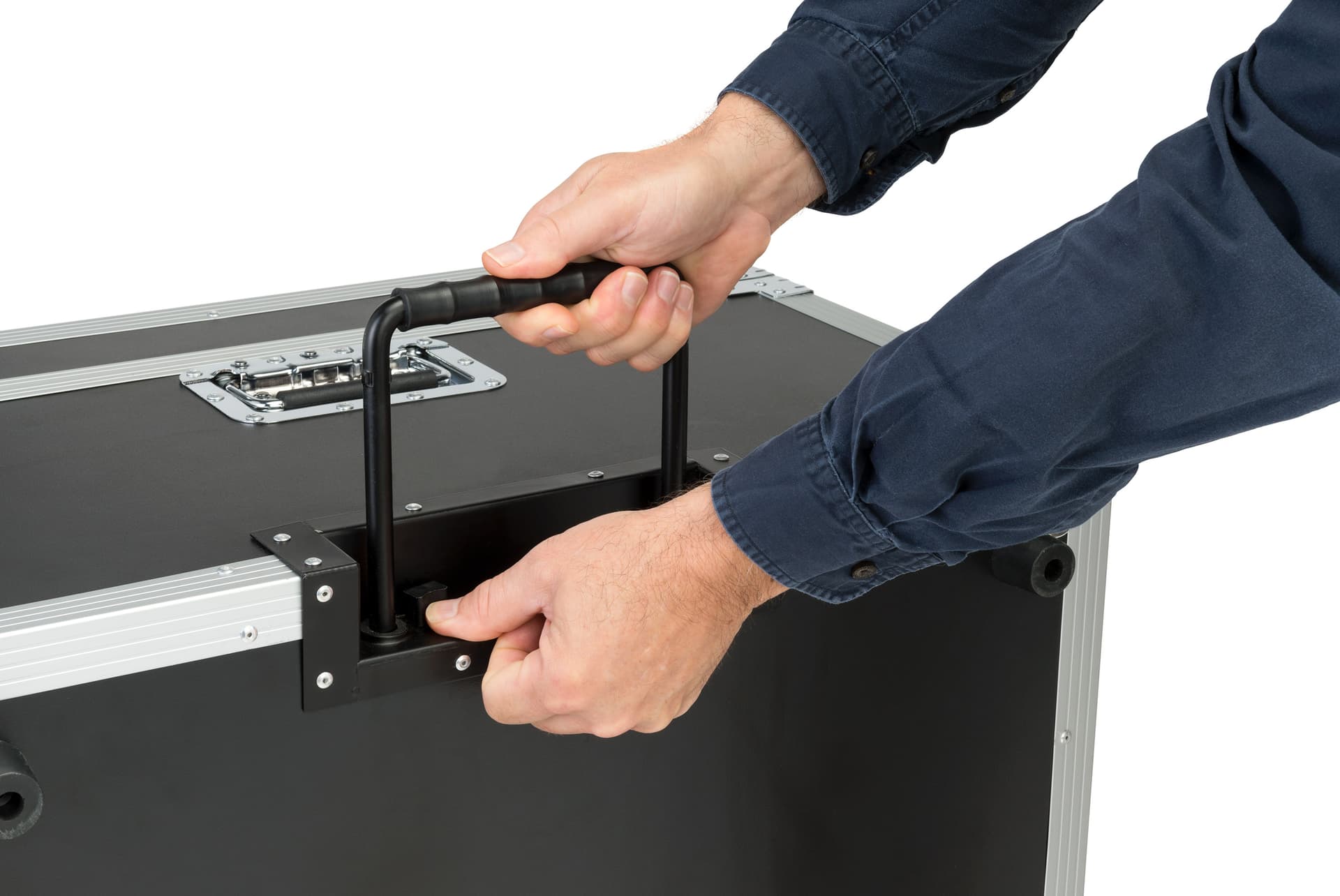 Trade show floor tile carrying case with retractable handle