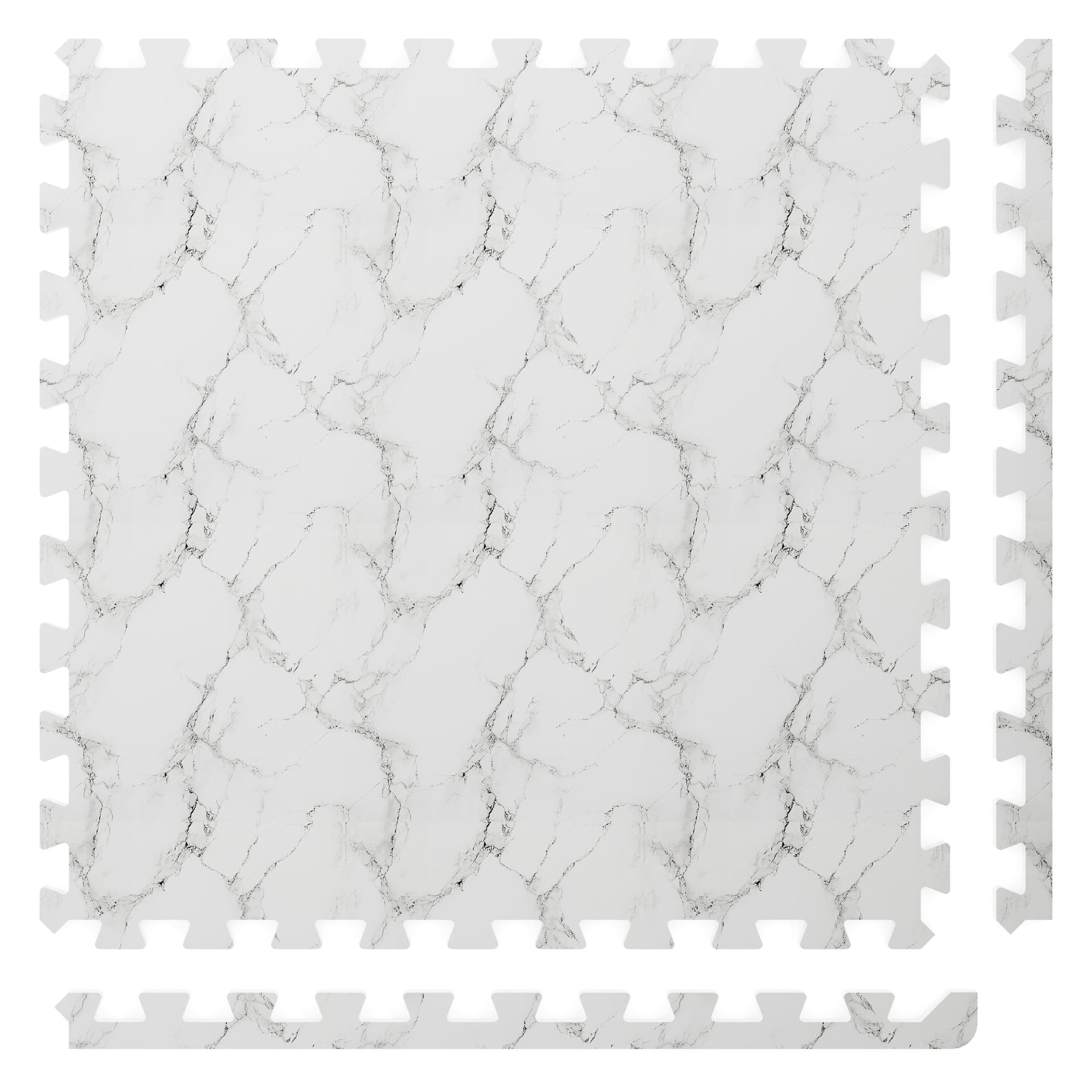 EVA foam interlocking tiles with includes removable edge trim pieces to create a clean look