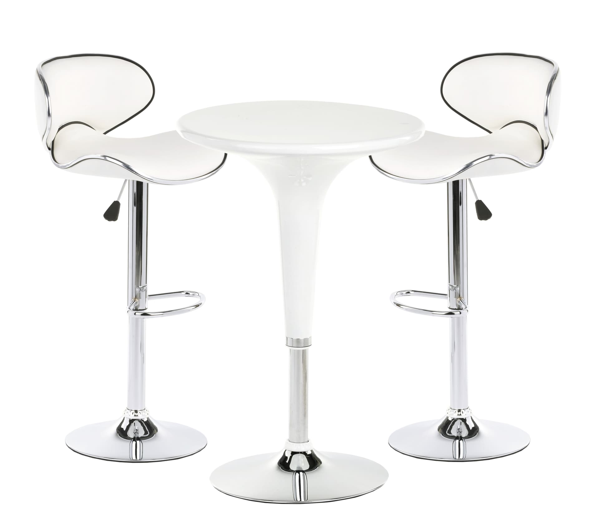 White Trade Show Table and Chairs with Chrome Accents