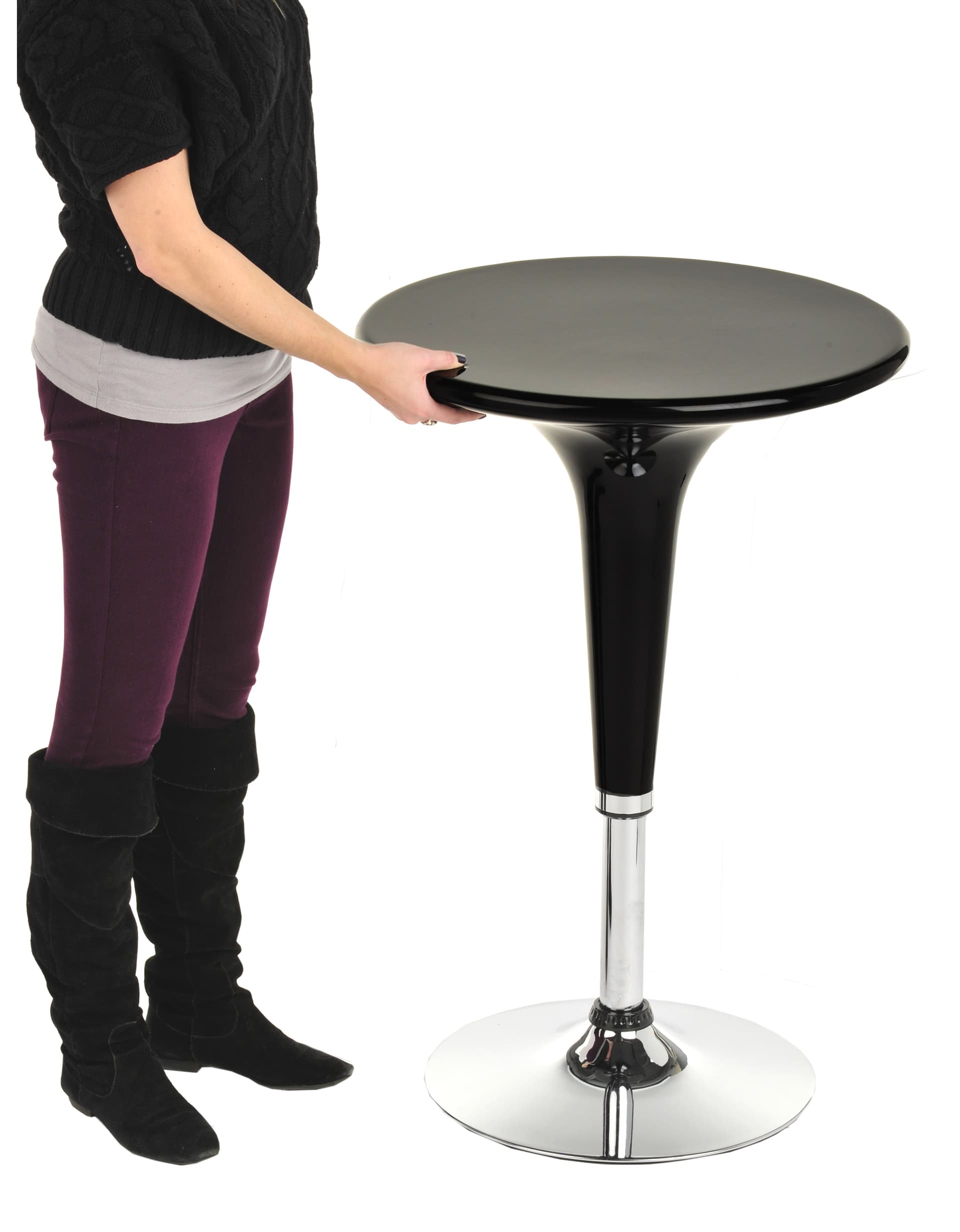 Black Gas Lift Chair and Table Set, Adjust from Low to High
