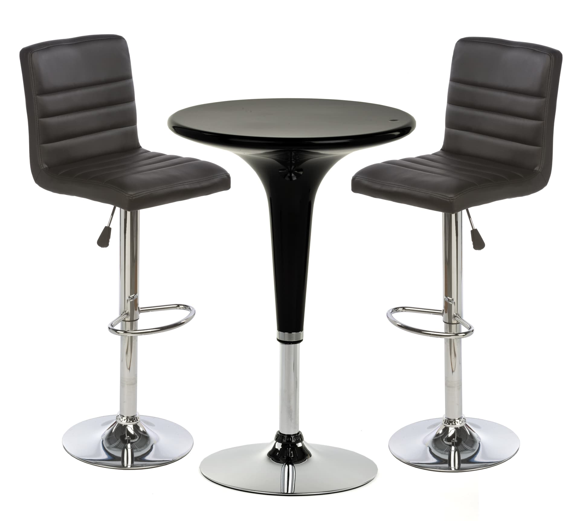 Black Gas Lift Chair and Table Set with Chrome Accents