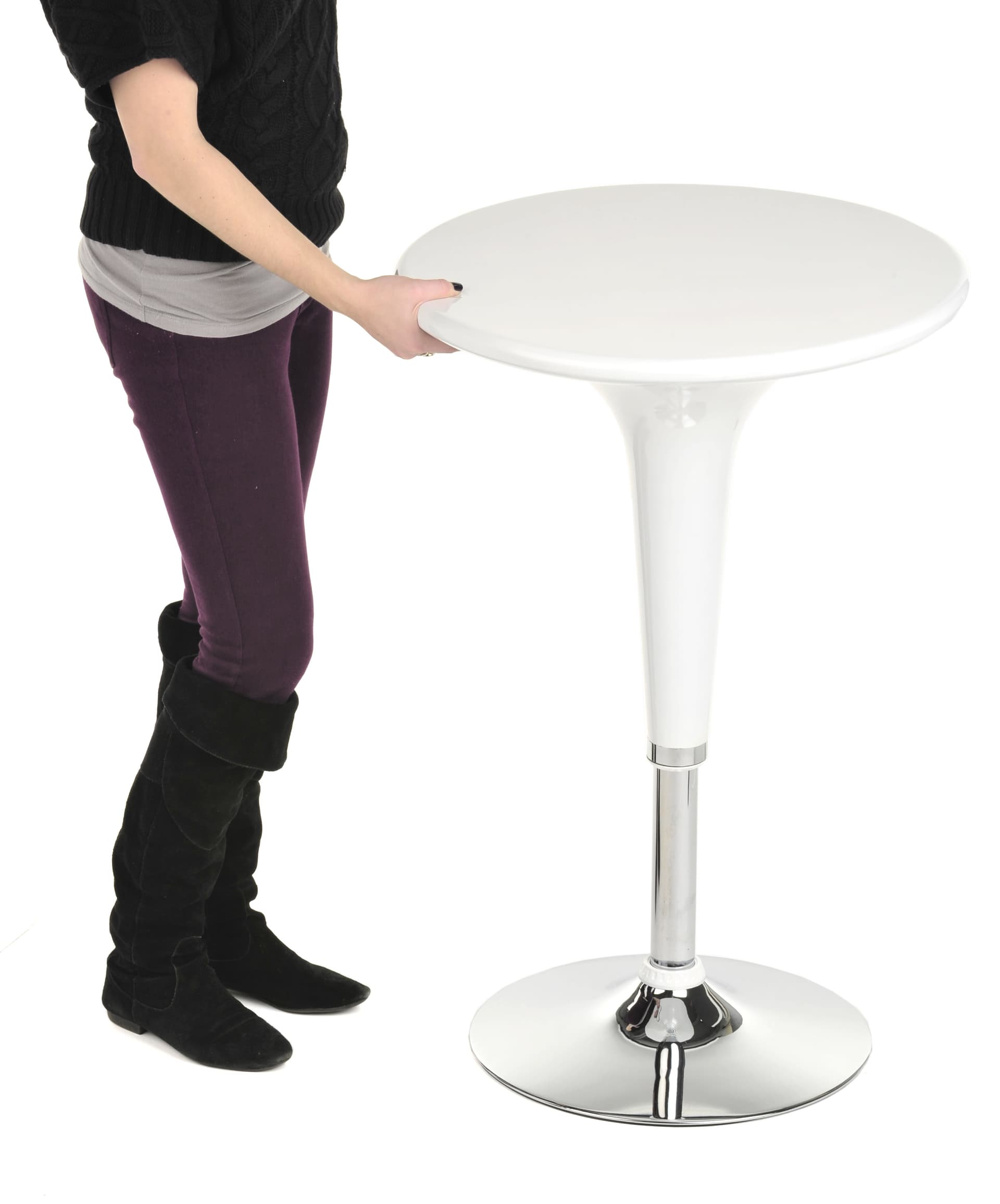 White Gas Lift Chair and Table Set with Semi-Gloss Finish