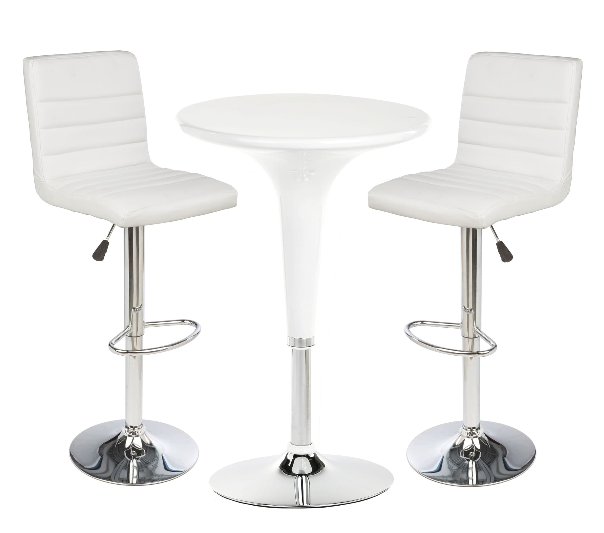 White Gas Lift Chair and Table Set for All-Day Comfort