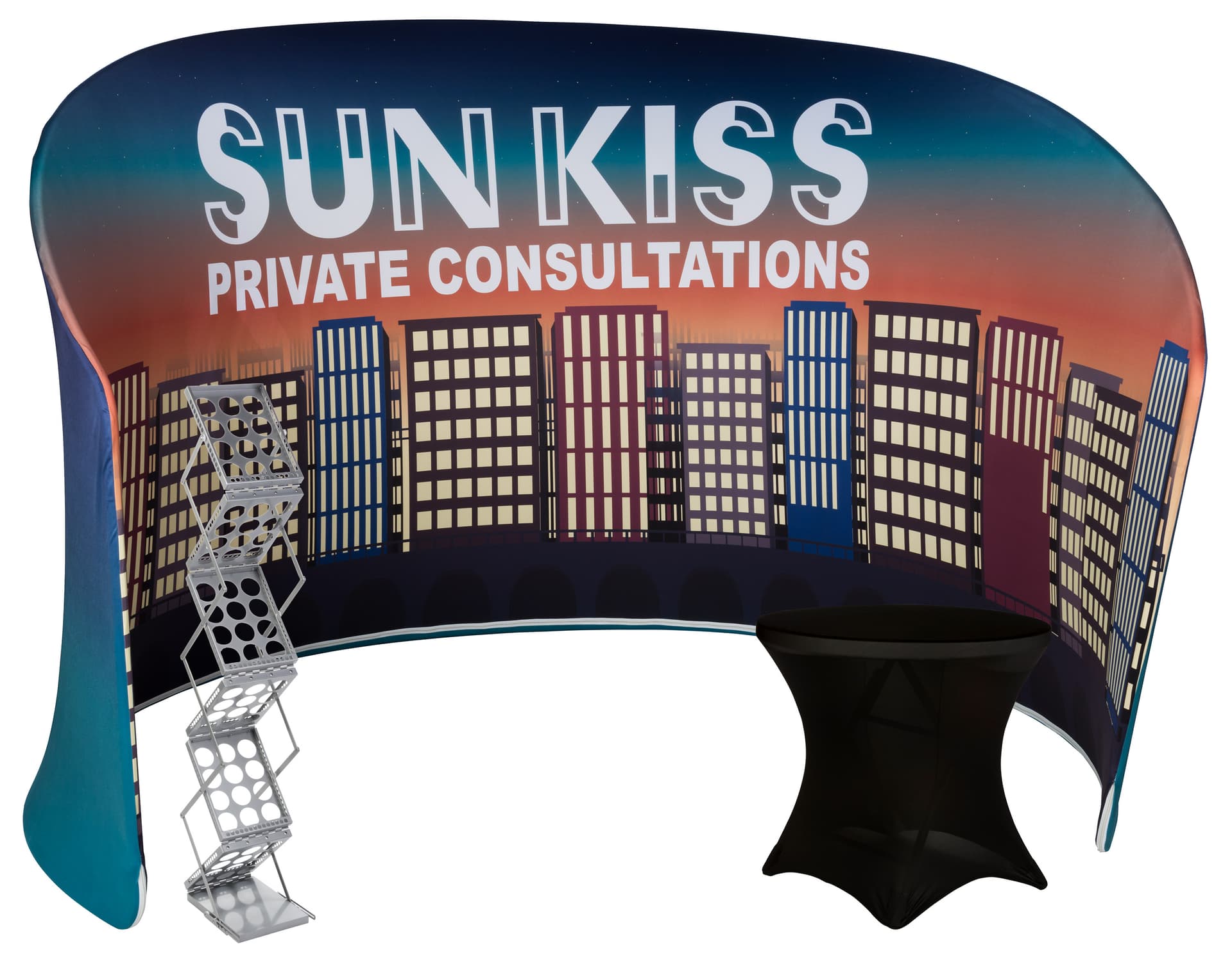 Curved display booth divider wall kit for meetings & consultations