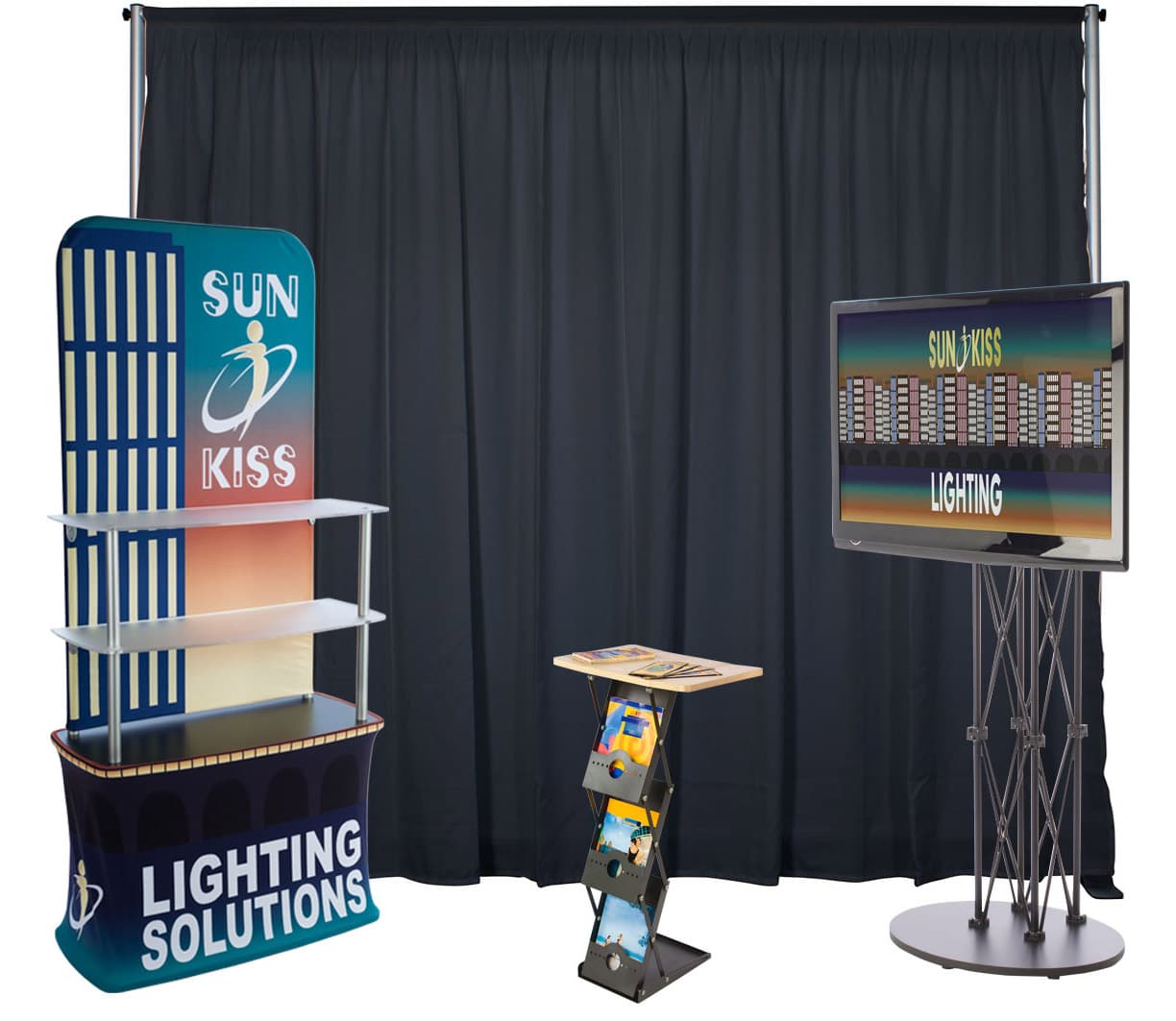 Inline exhibit booth kit with large format graphics