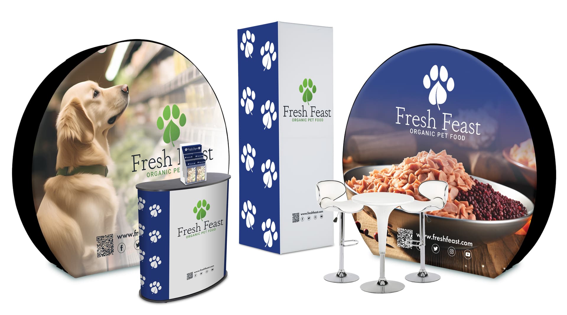 Modern exhibit display furniture set with 8 pieces