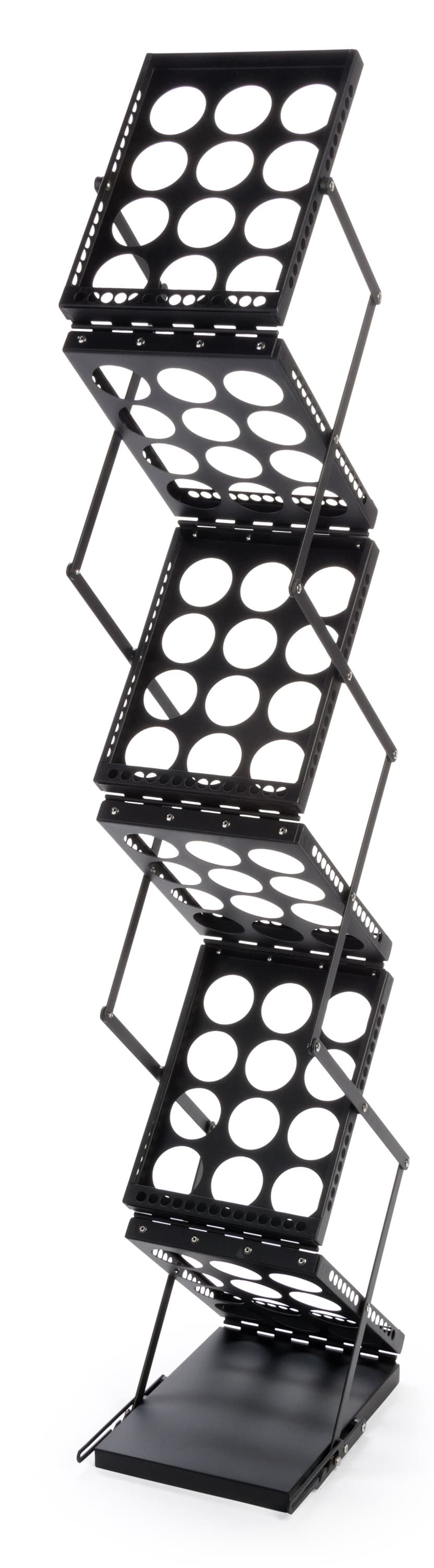 Outdoor booth setup with magazine rack