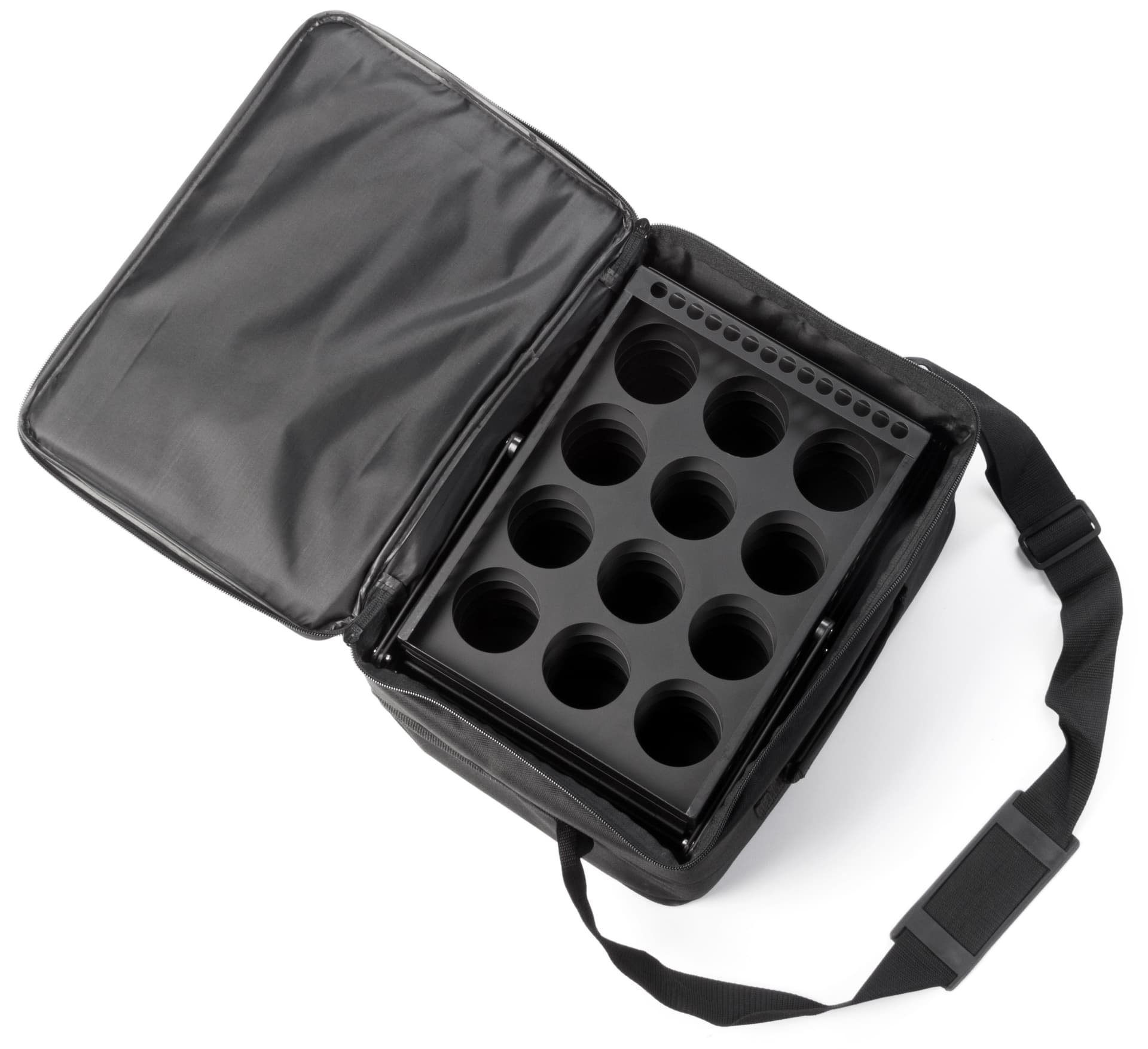 Outdoor booth setup with carrying bags