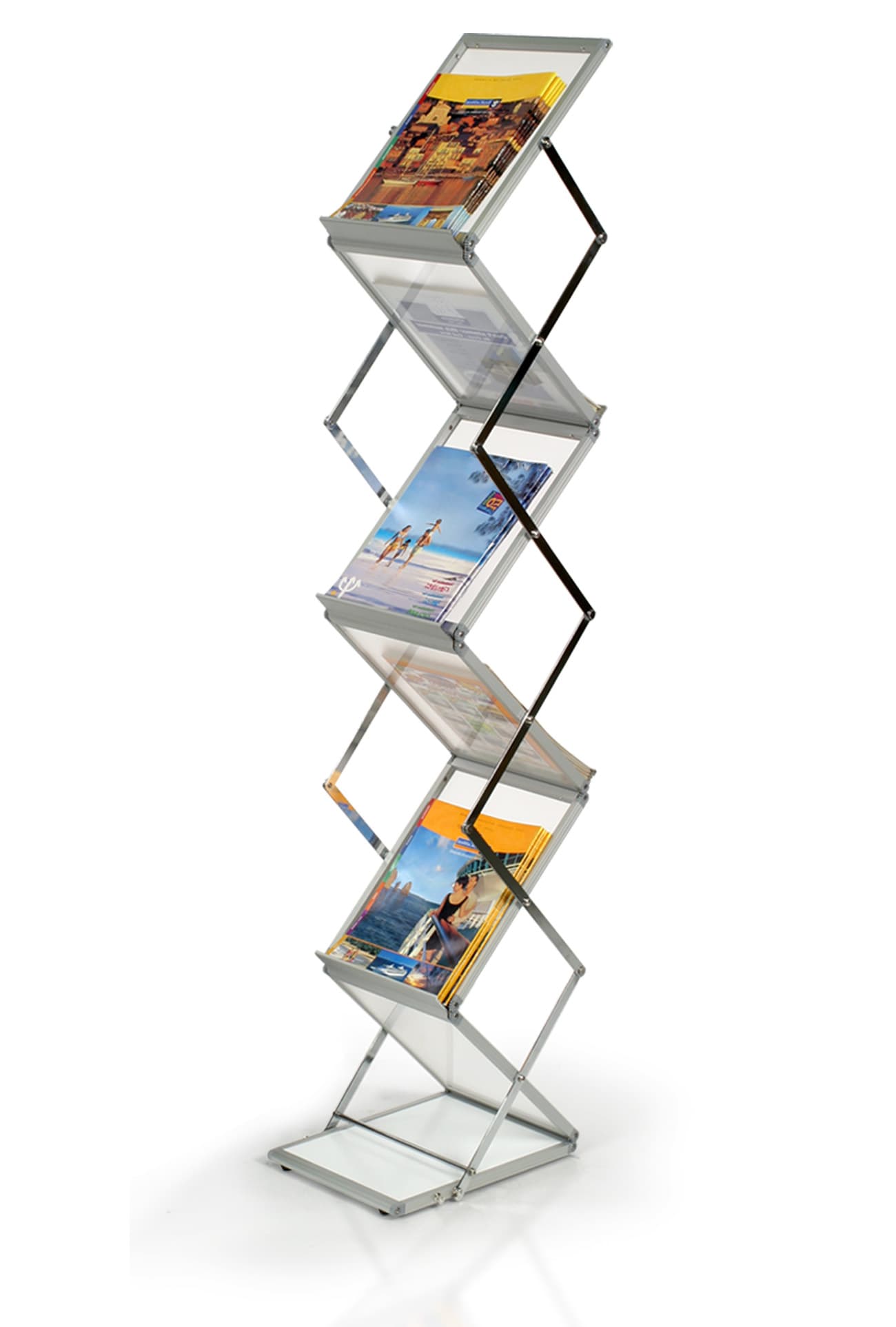 Trade show booth kits with silver aluminum literature stand 