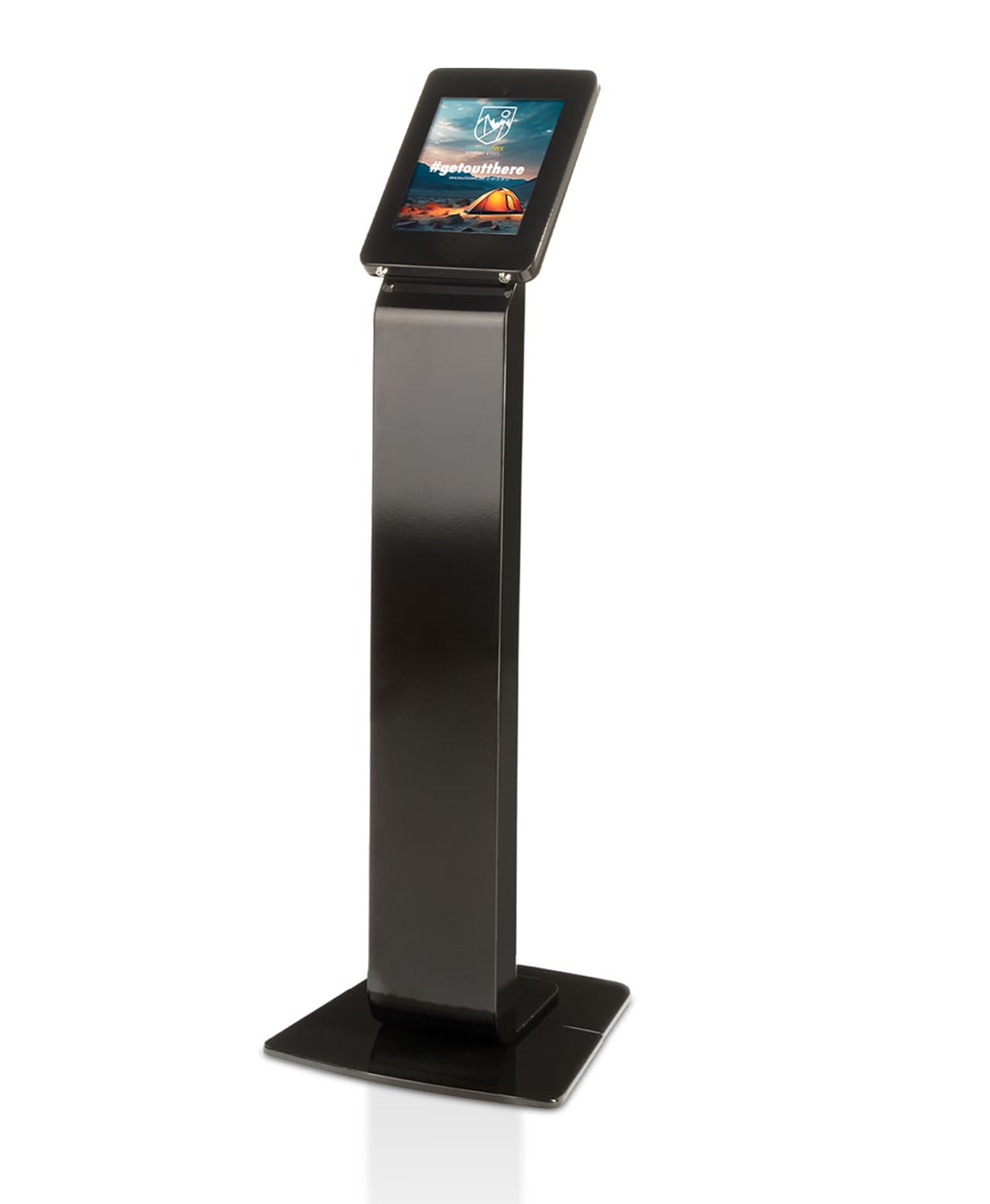 Trade show booth kits with black locking ipad stand 