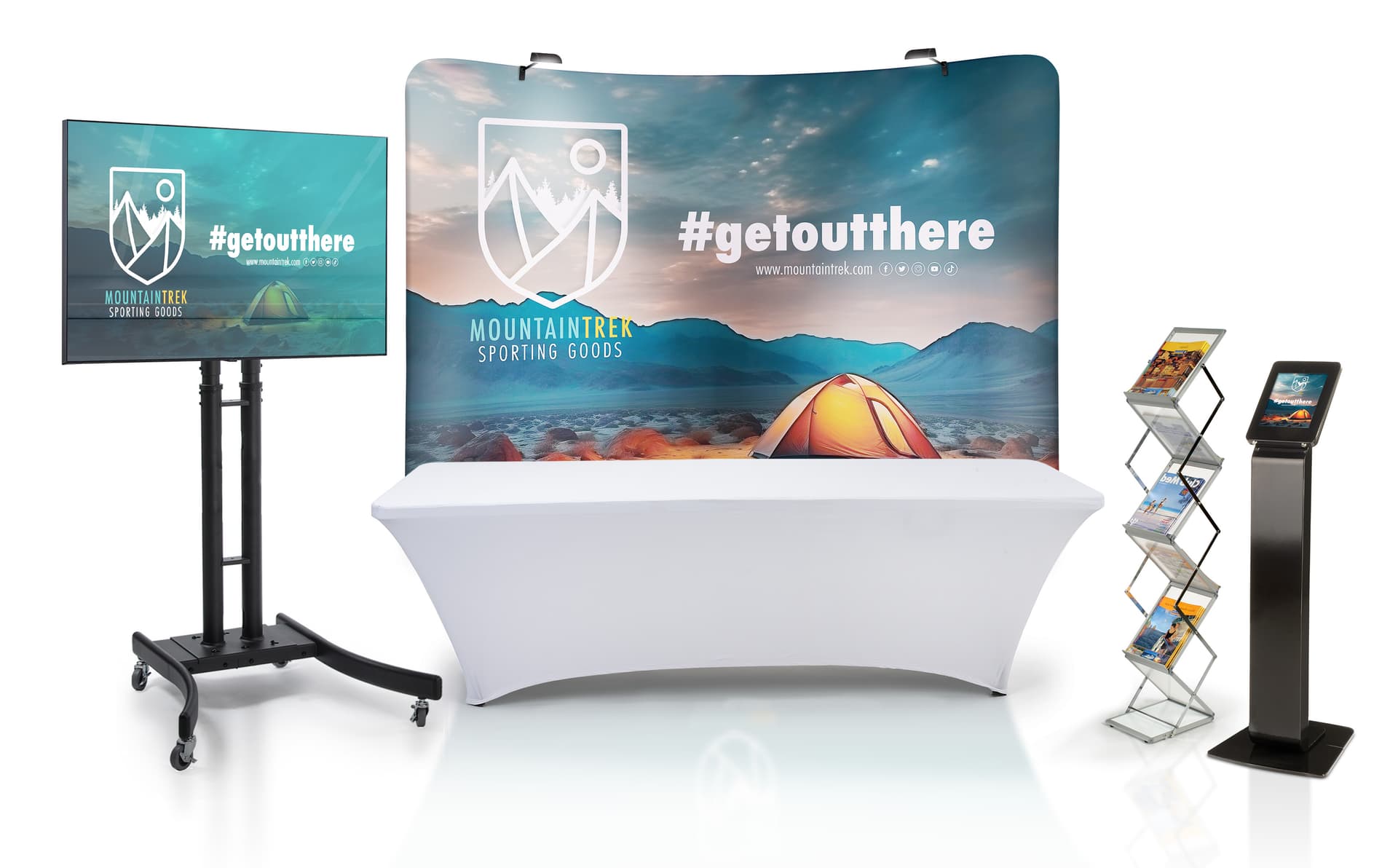 10 x 10 trade show booth package with portable folding table 