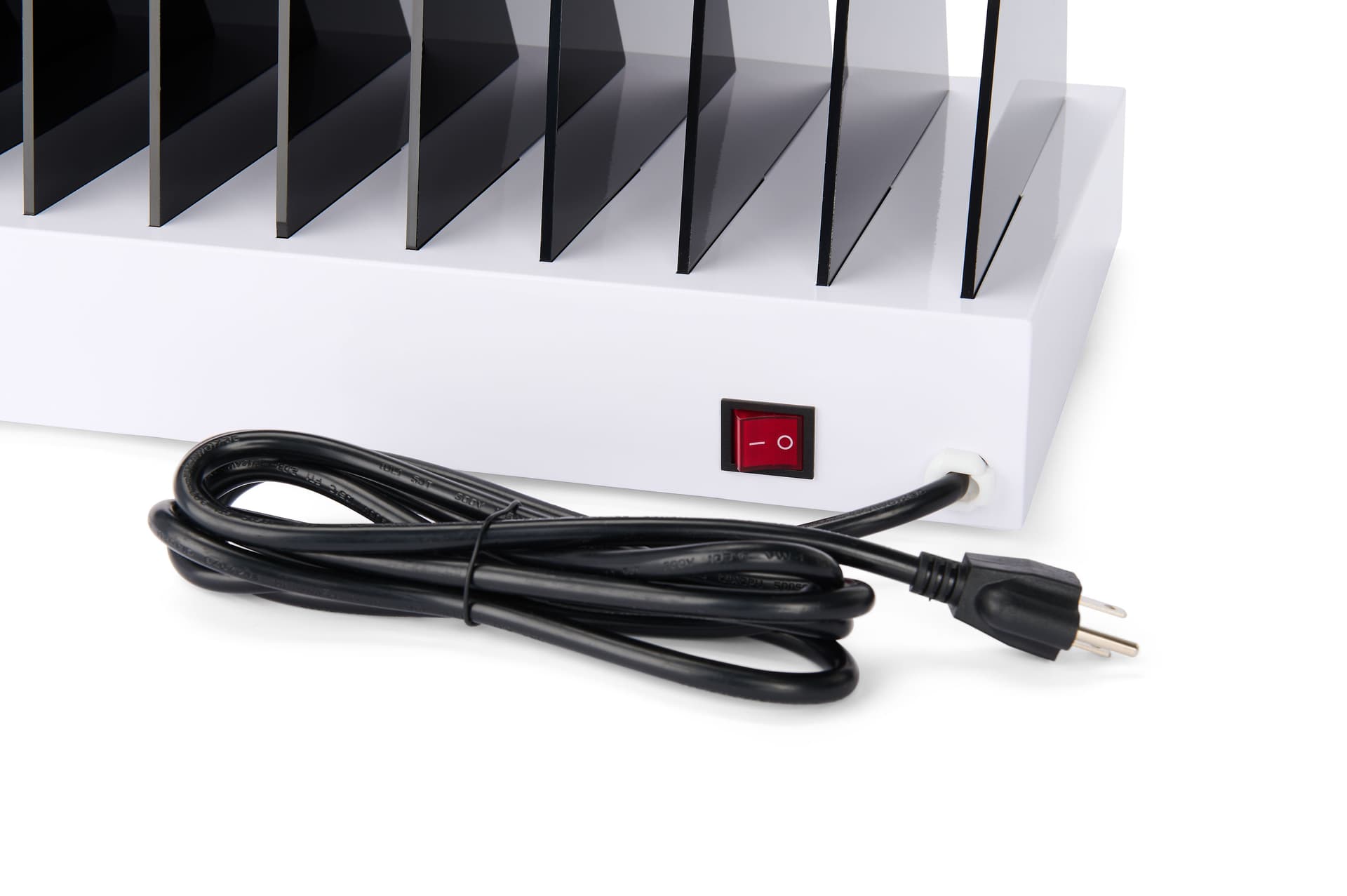Tabletop charging station with three-pronged plug