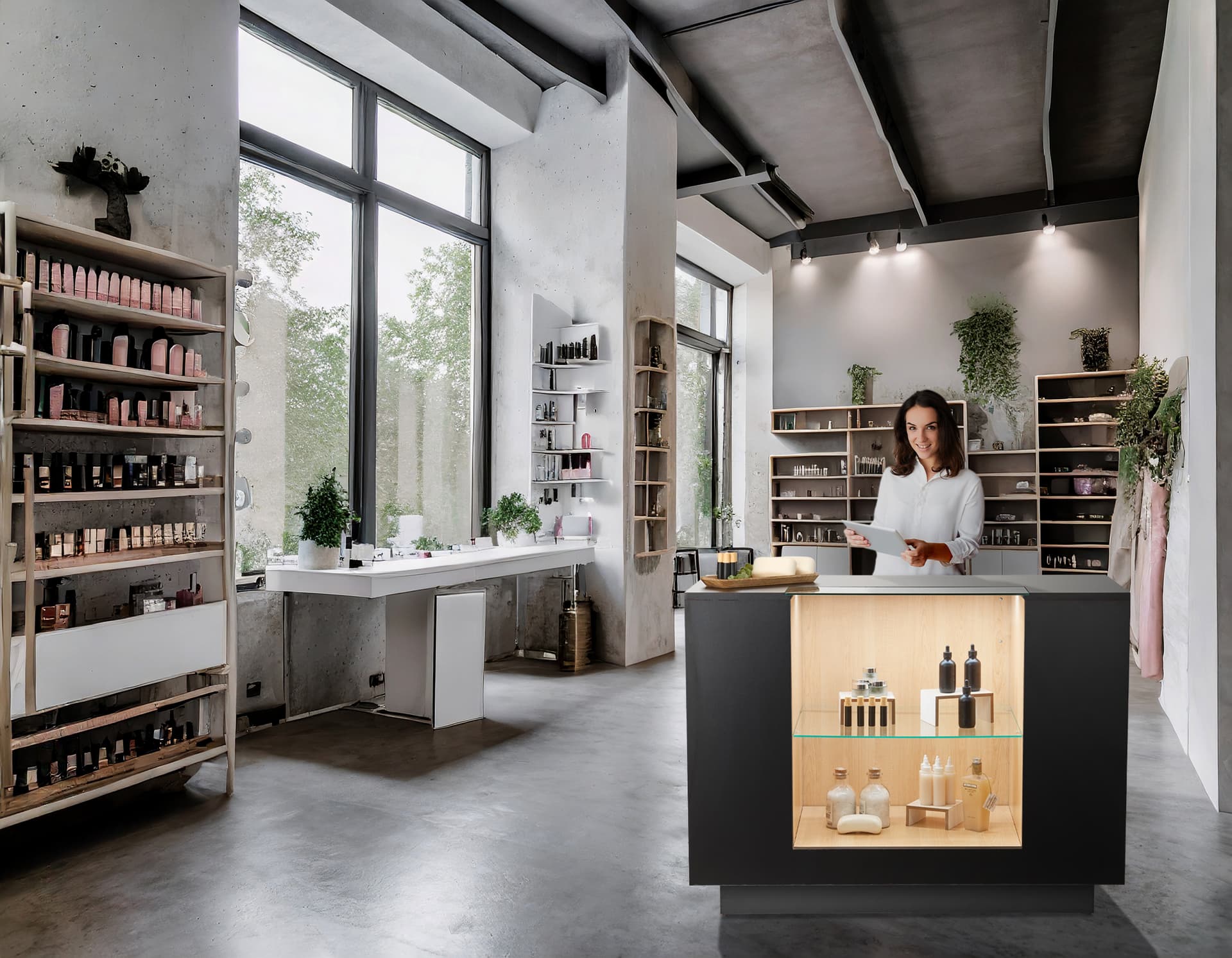 Two tone retail showcase with illumination 