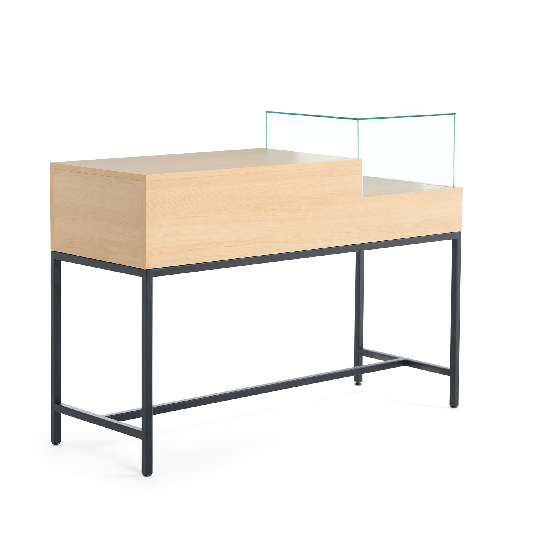 Retail showcase display table with black base