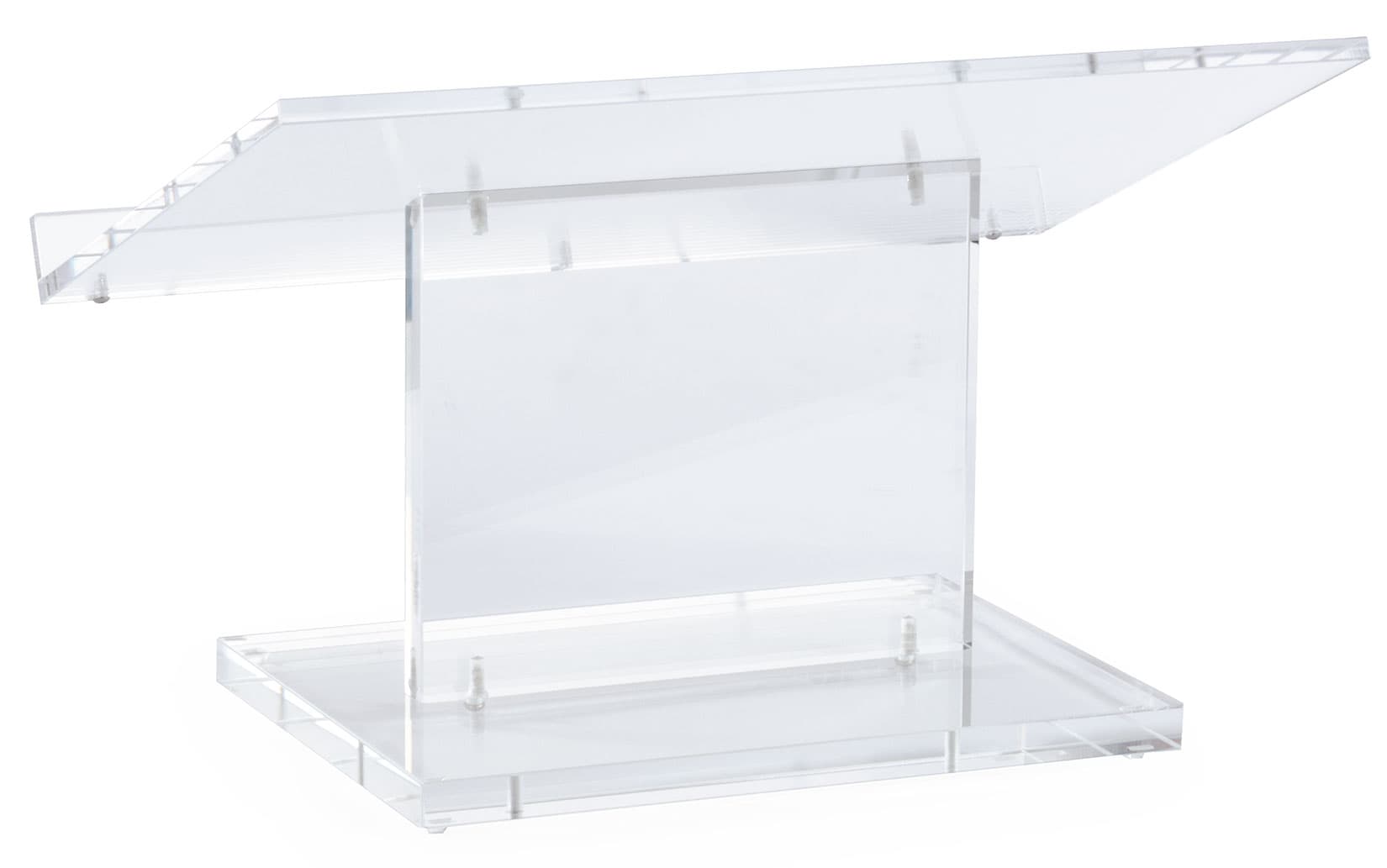 Clear Tabletop Lectern has a 1.25" Book Stop