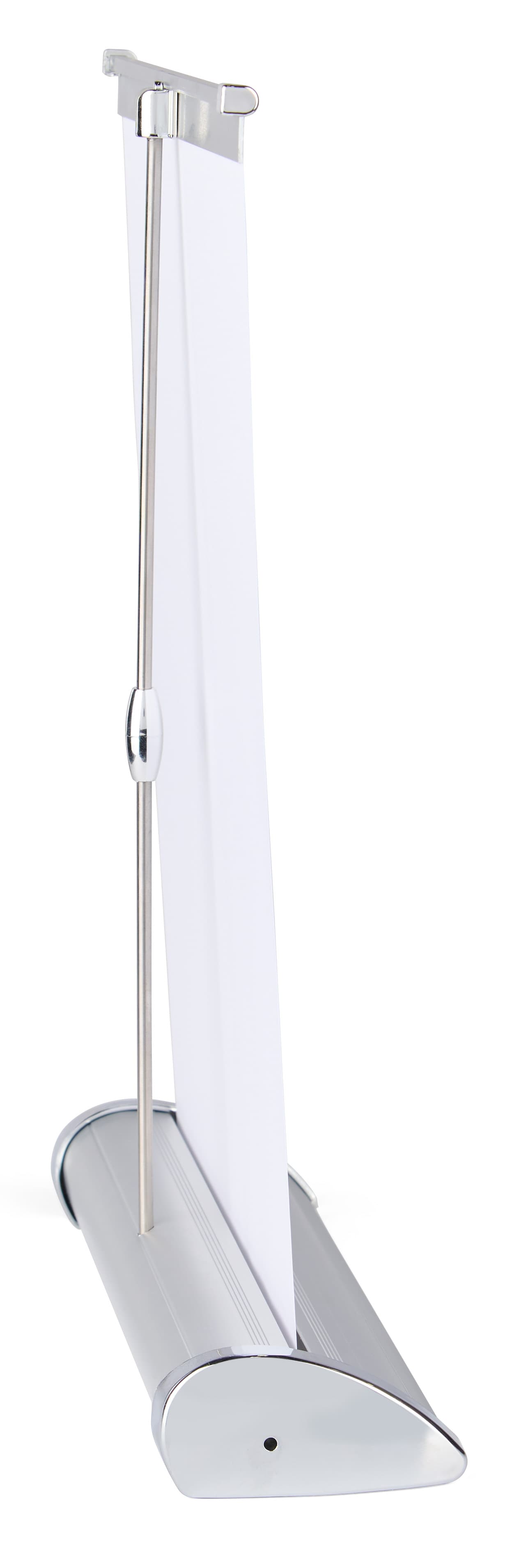 Desktop banner stands with chrome end caps
