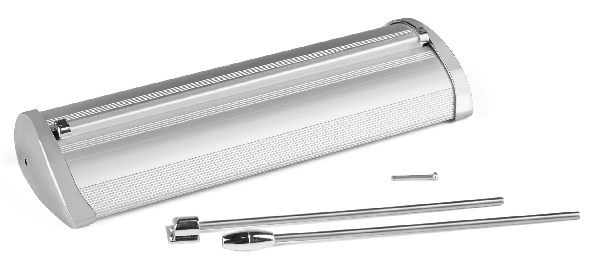 Desktop banner stands with retractable graphics