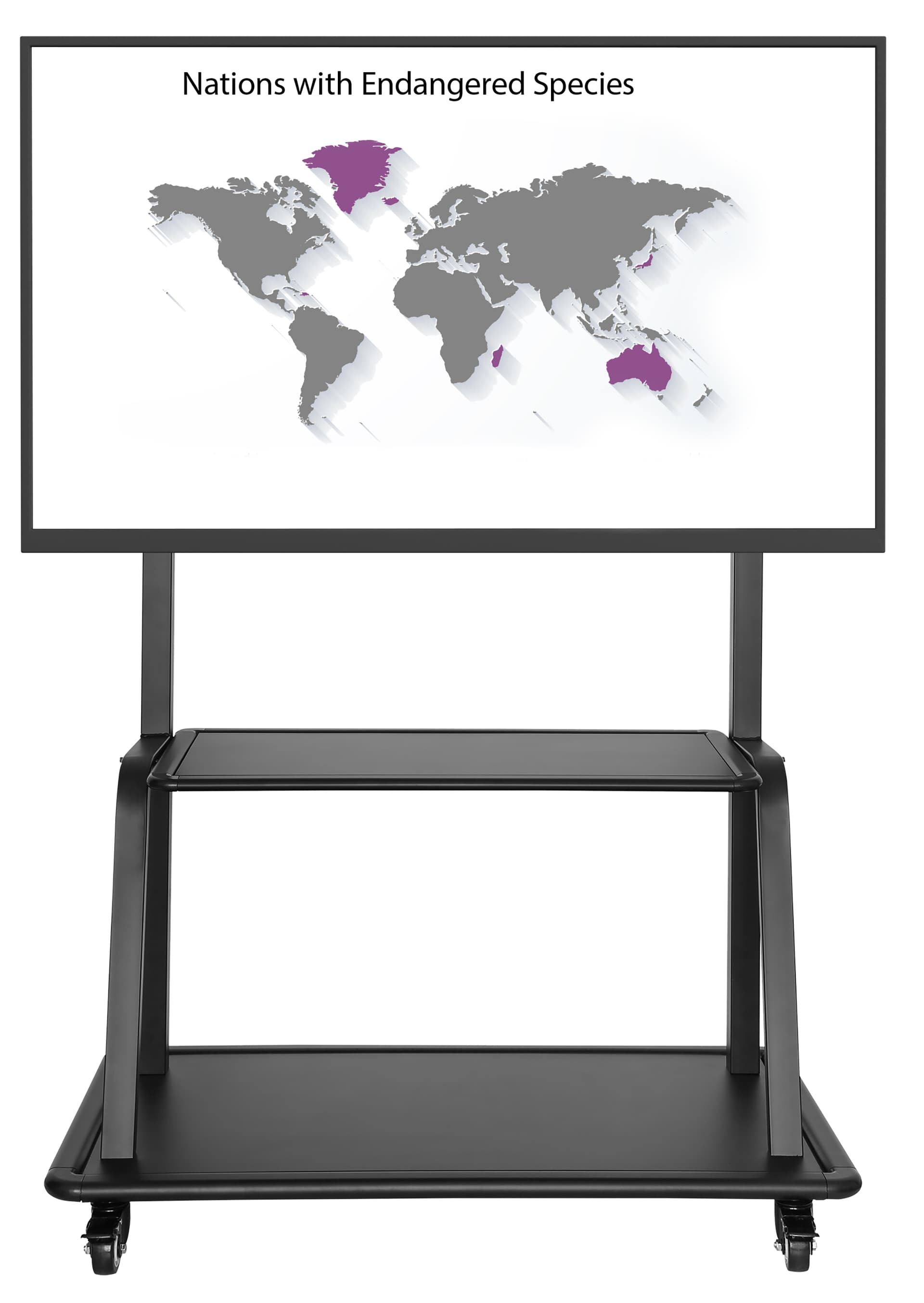 Contemporary mobile TV mount with a sleek black coating 