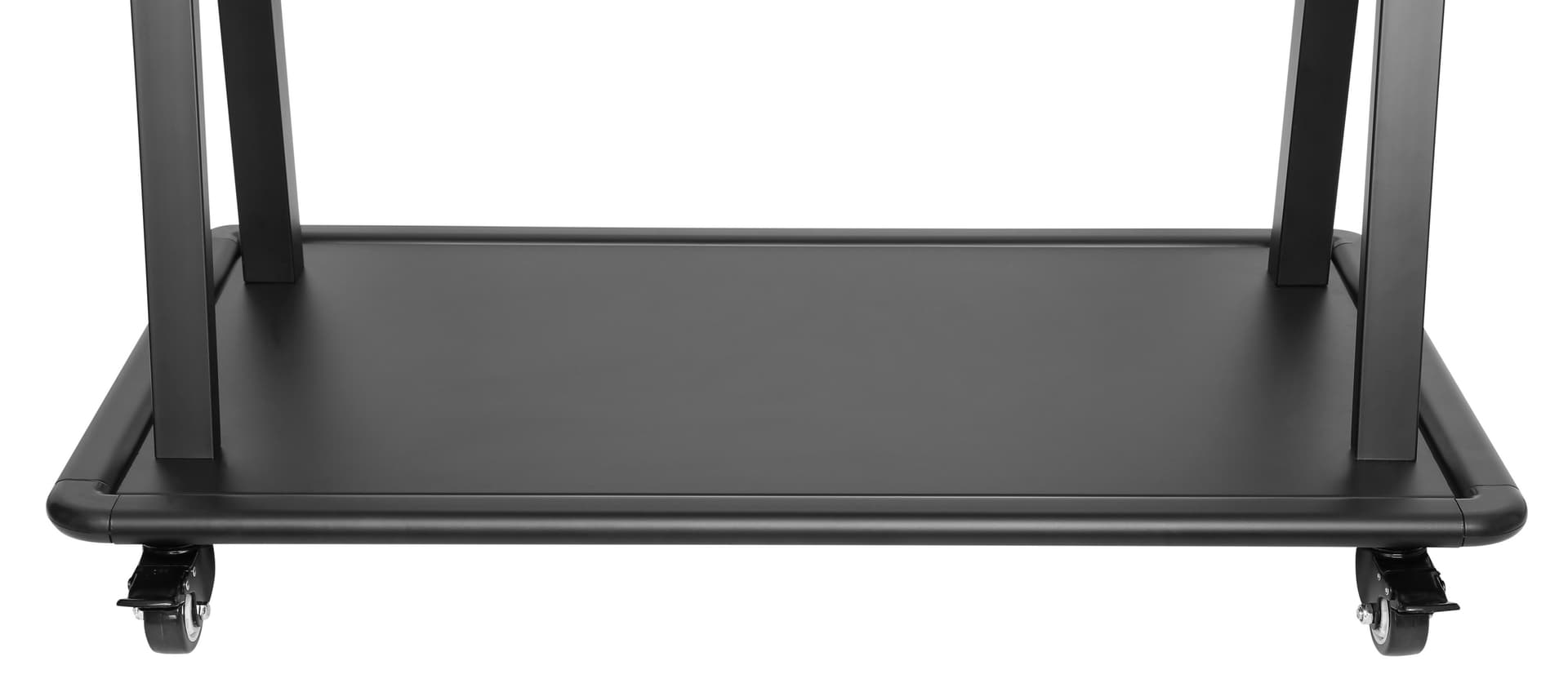 Contemporary mobile TV mount with bottom shelf 