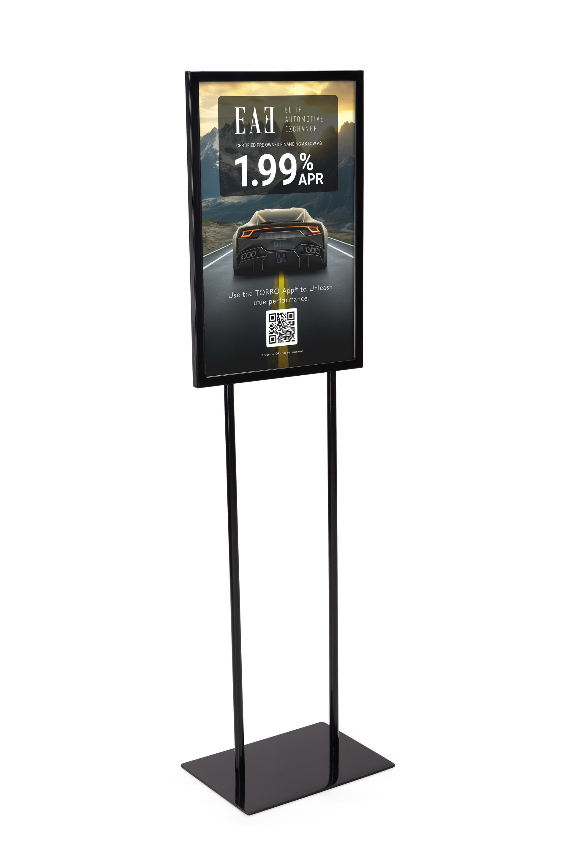 Black Graphic Display Stand with Top Insert