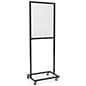 Floor Standing Sneeze Shield with Acrylic Panel, 4 Caster Wheels, Metal Frame - Black
