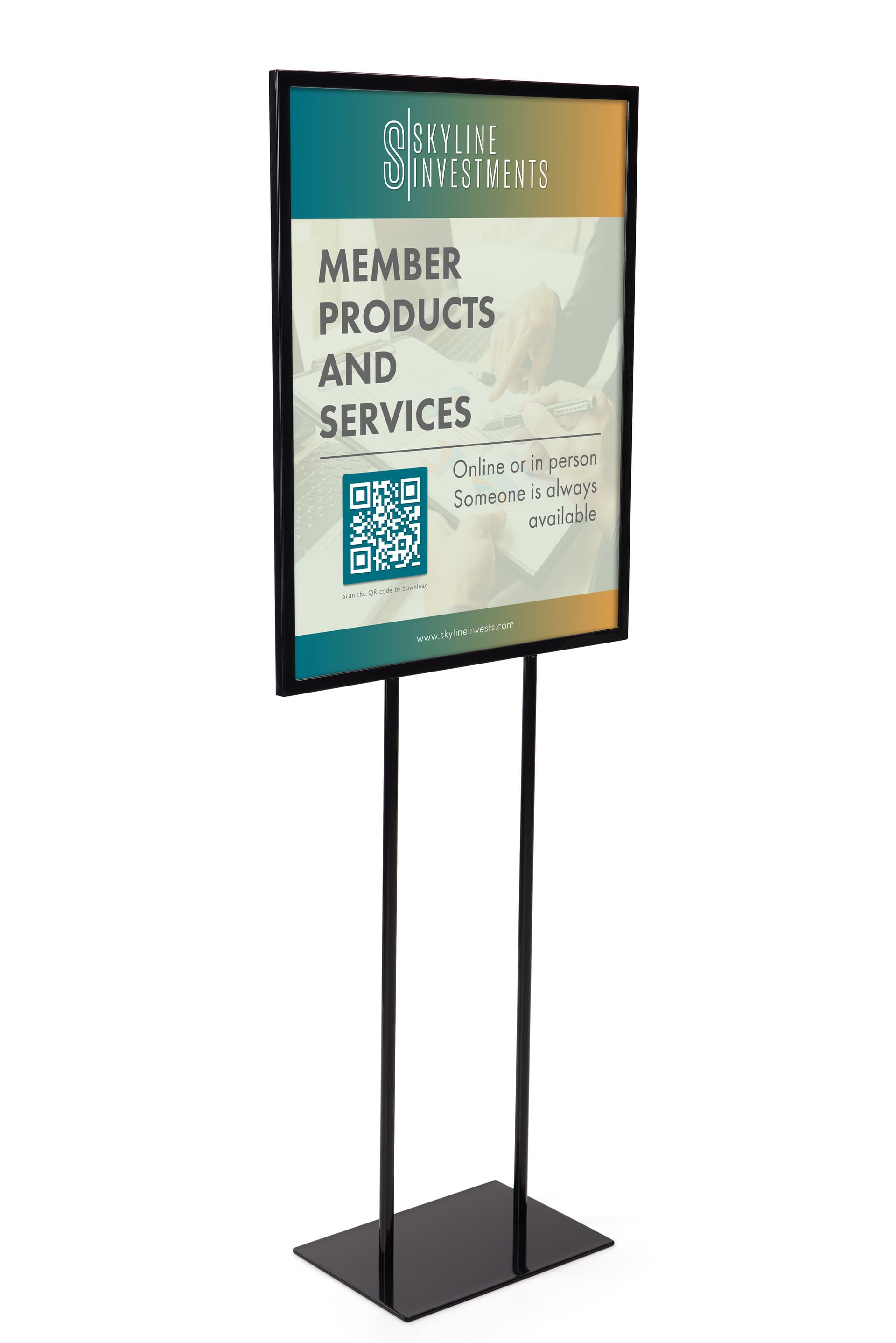 Steel poster stand with modern design
