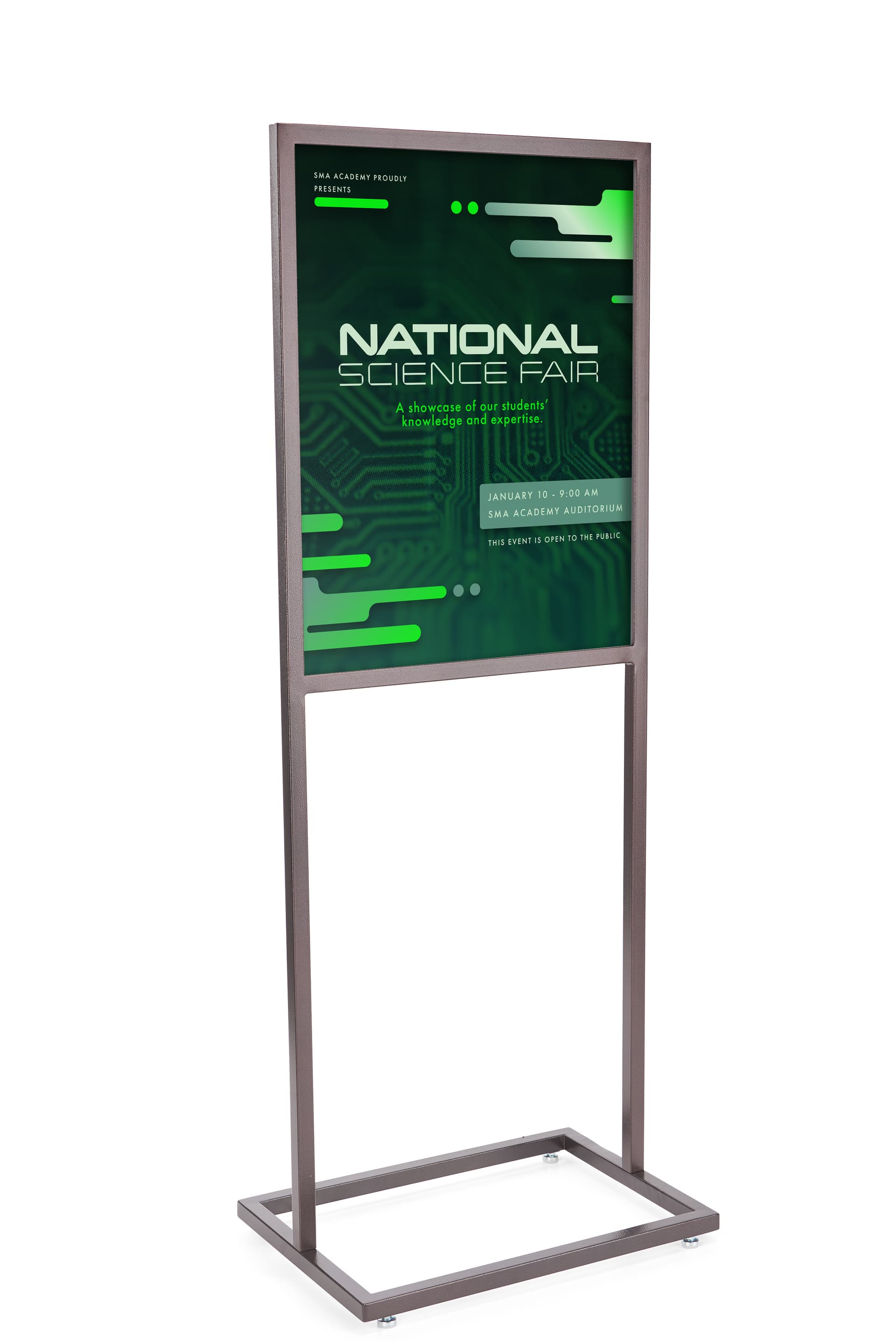 Metal sign holder with stable base