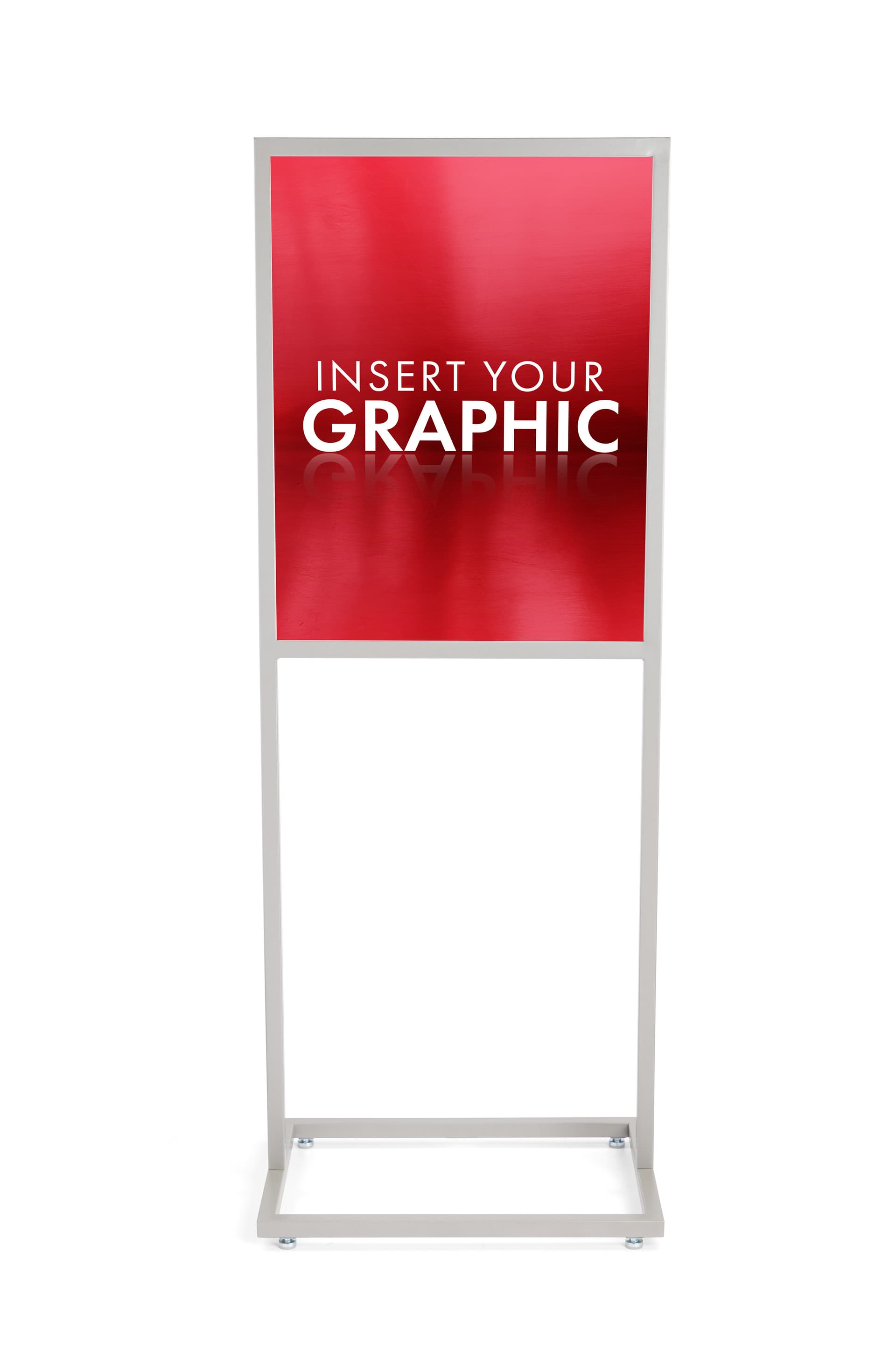Sign frame in silver with sturdy base 