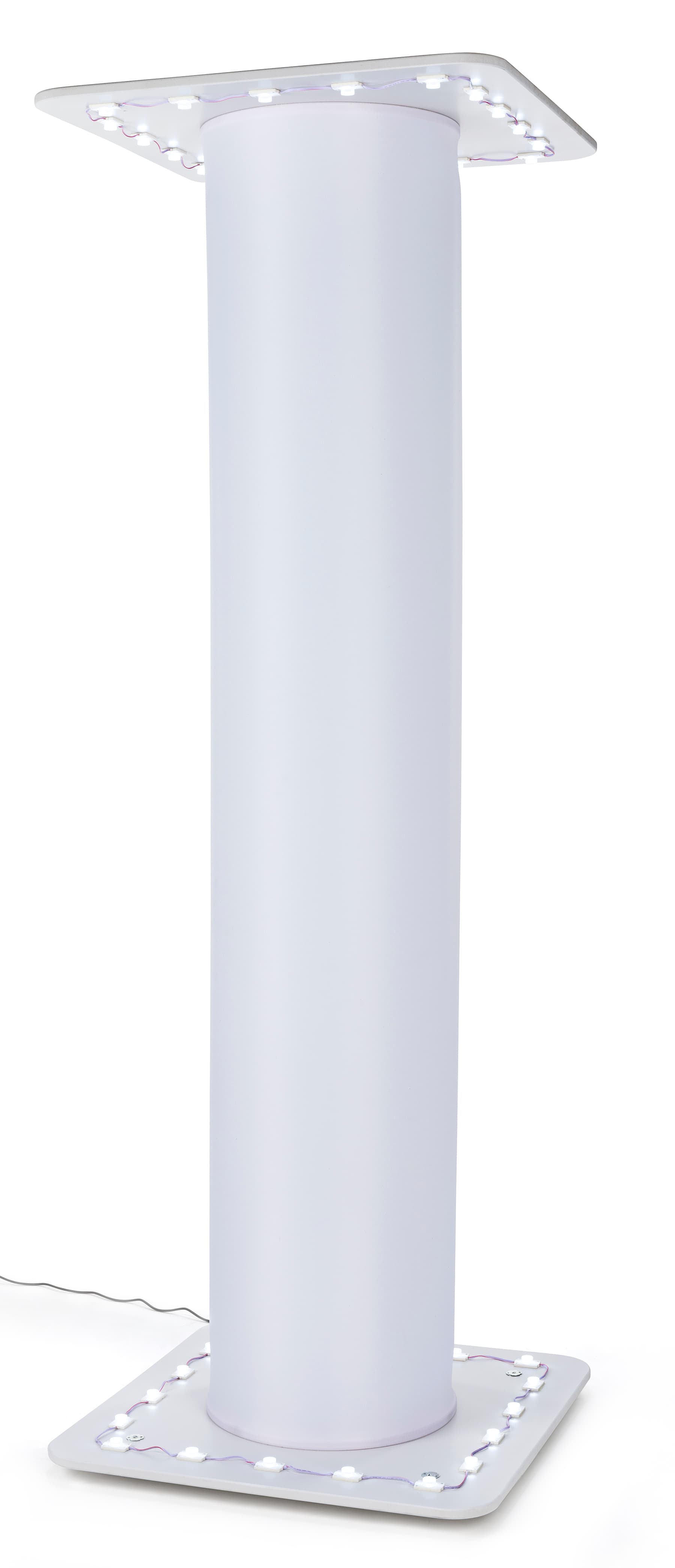 Backlit inflatable tower with white collapsable core and LED lights