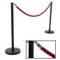 QueuePole Round (2) Black Stanchions w/ 6.5' Braided Red Rope & Brass Clasps