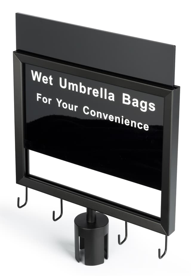 Wet Umbrella Black Stanchion Sign | For Guest Convenience | Displays2Go