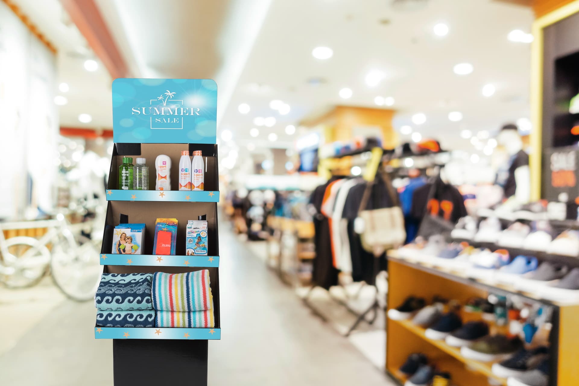 3 Shelf Custom Printed Cardboard Floor Stand for Retail Shops