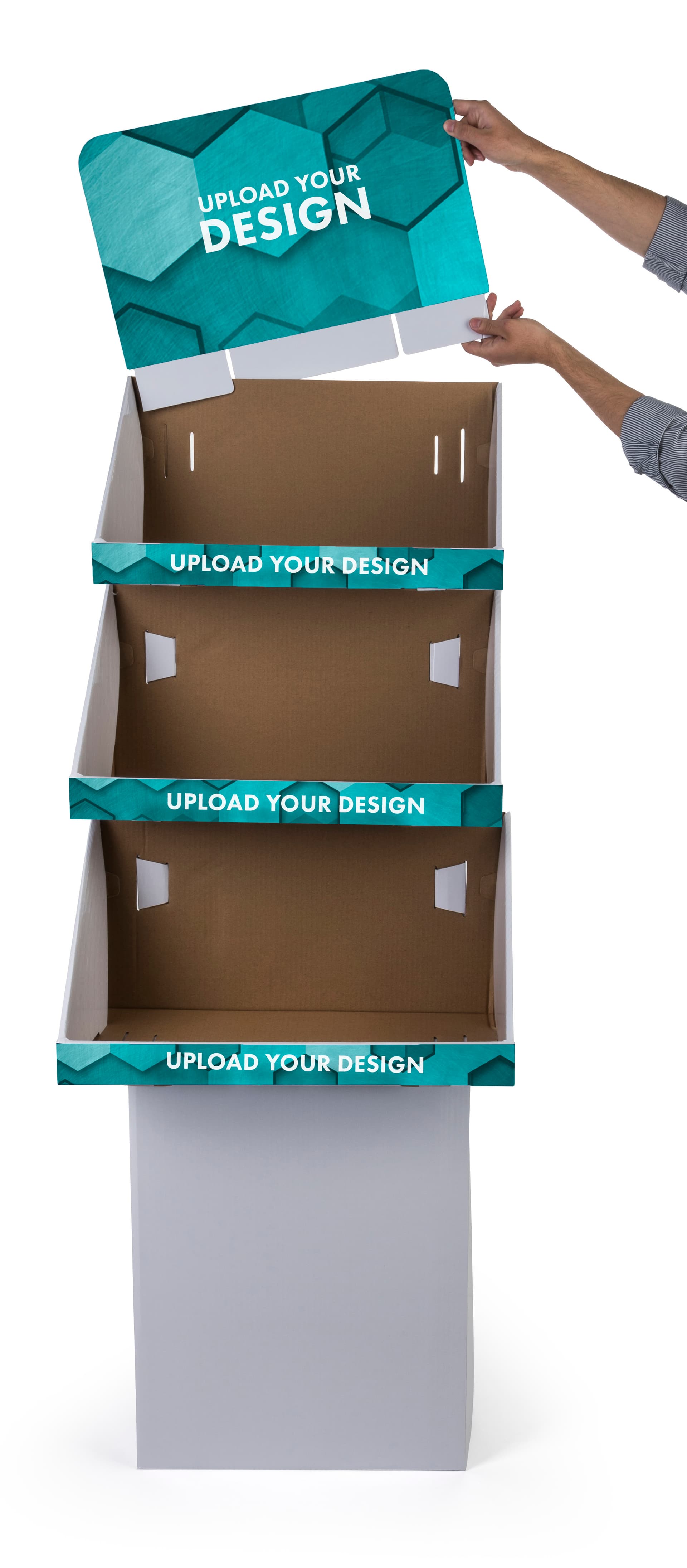 Customized 3 Tier Cardboard FSDU Display with Three Shelves