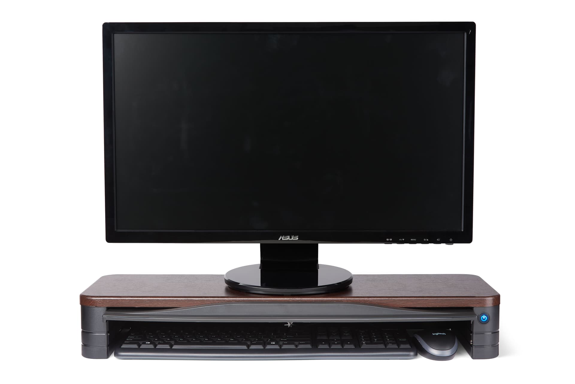 Monitor stand has a preset 15 minute sanitization process
