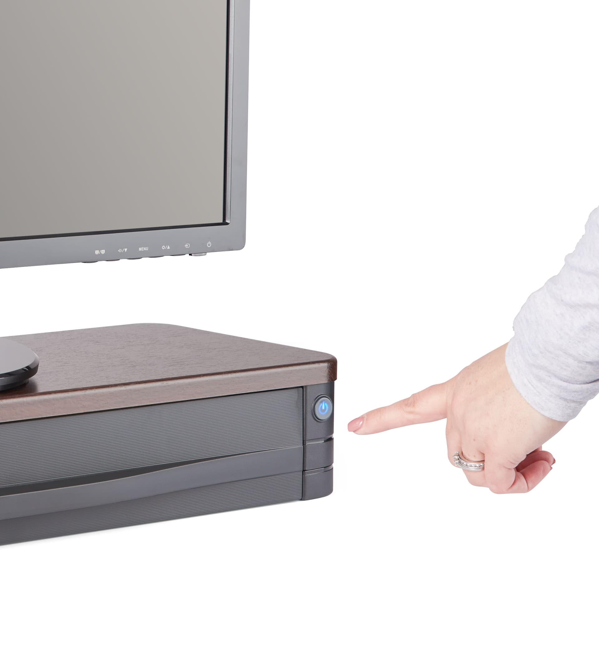 Monitor stand features preset 15 minute sanitization 