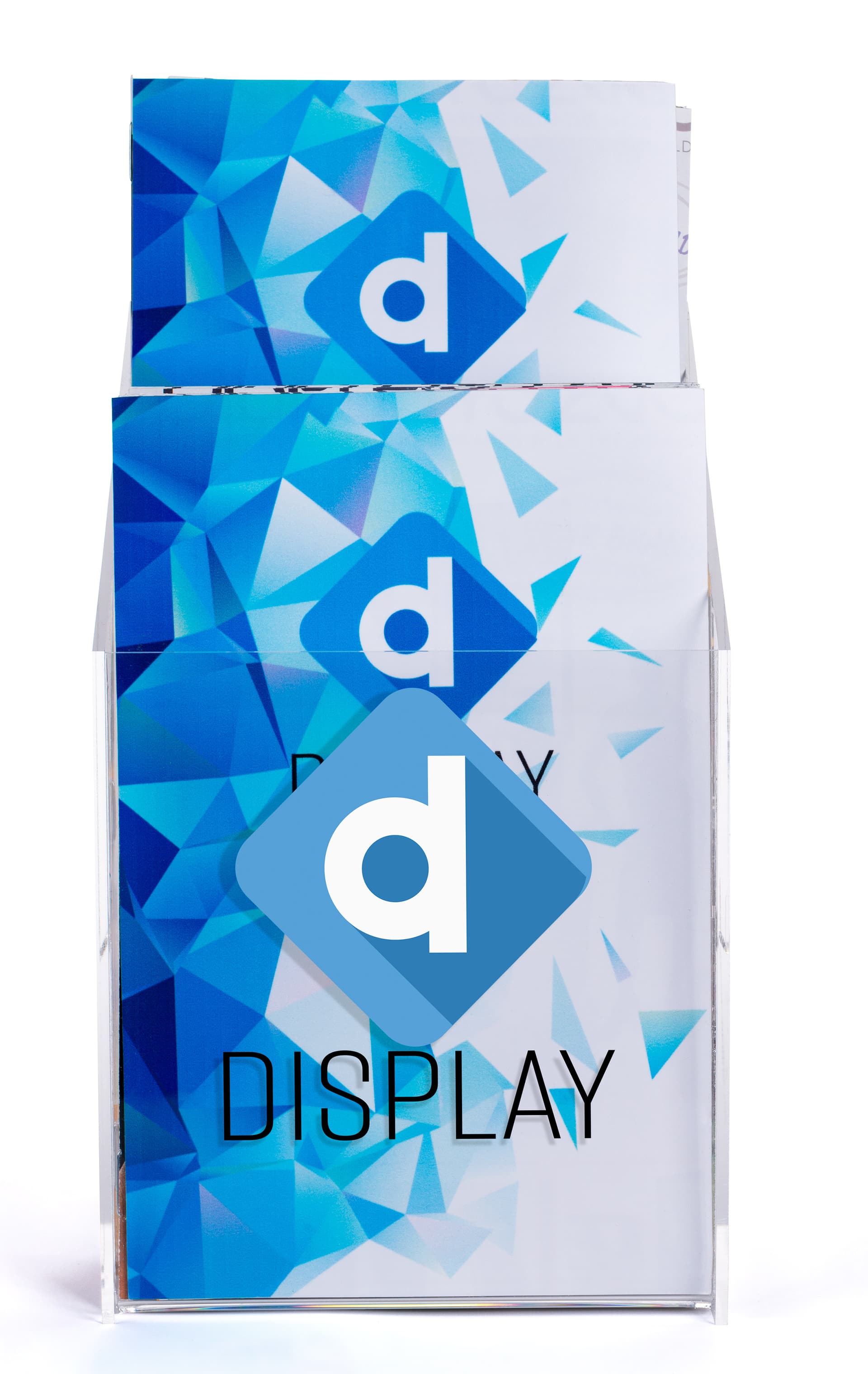 Custom printed plastic countertop booklet holder with personalized graphics