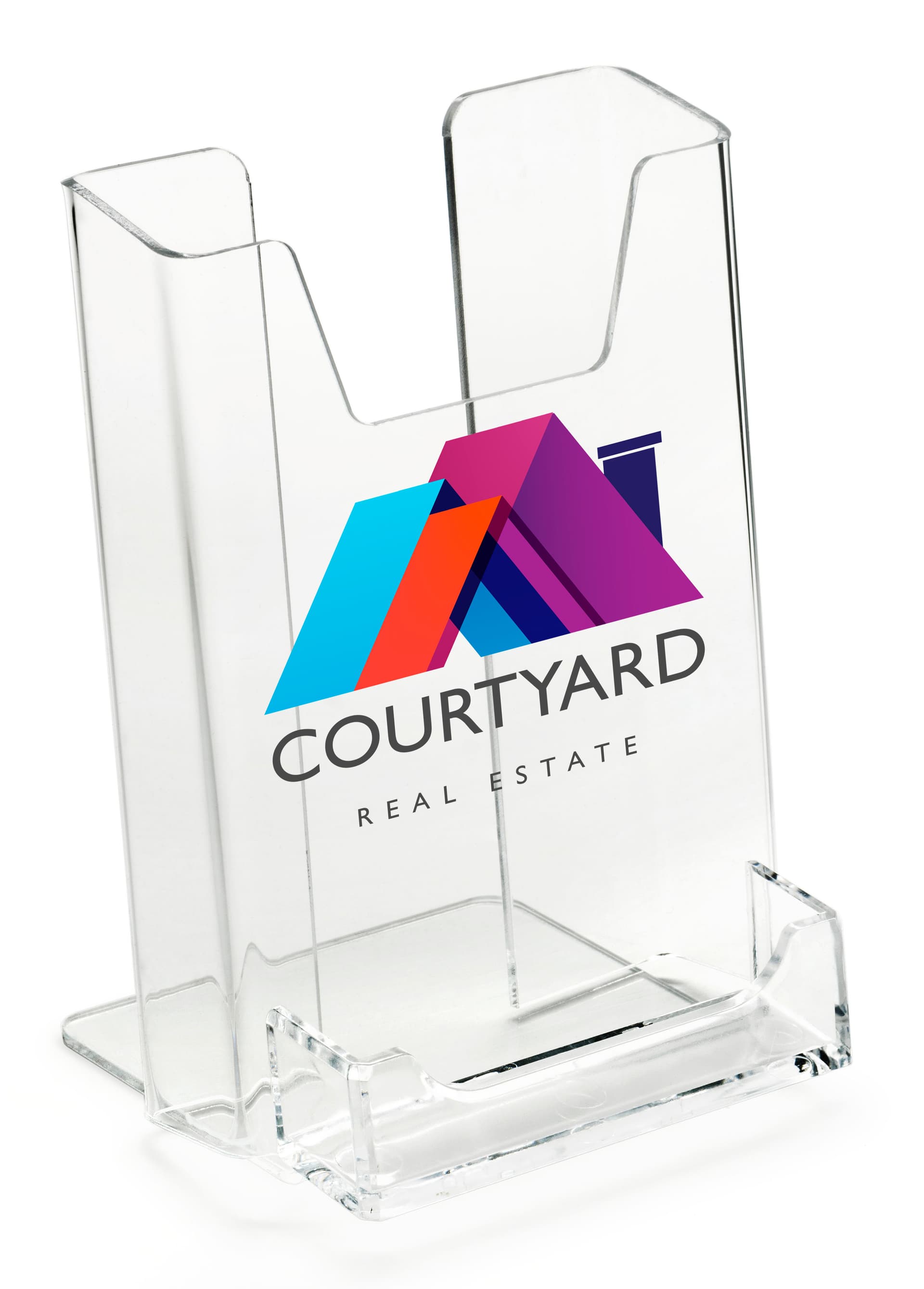 4" Acrylic Customized Brochure Holder with Business Card Pocket