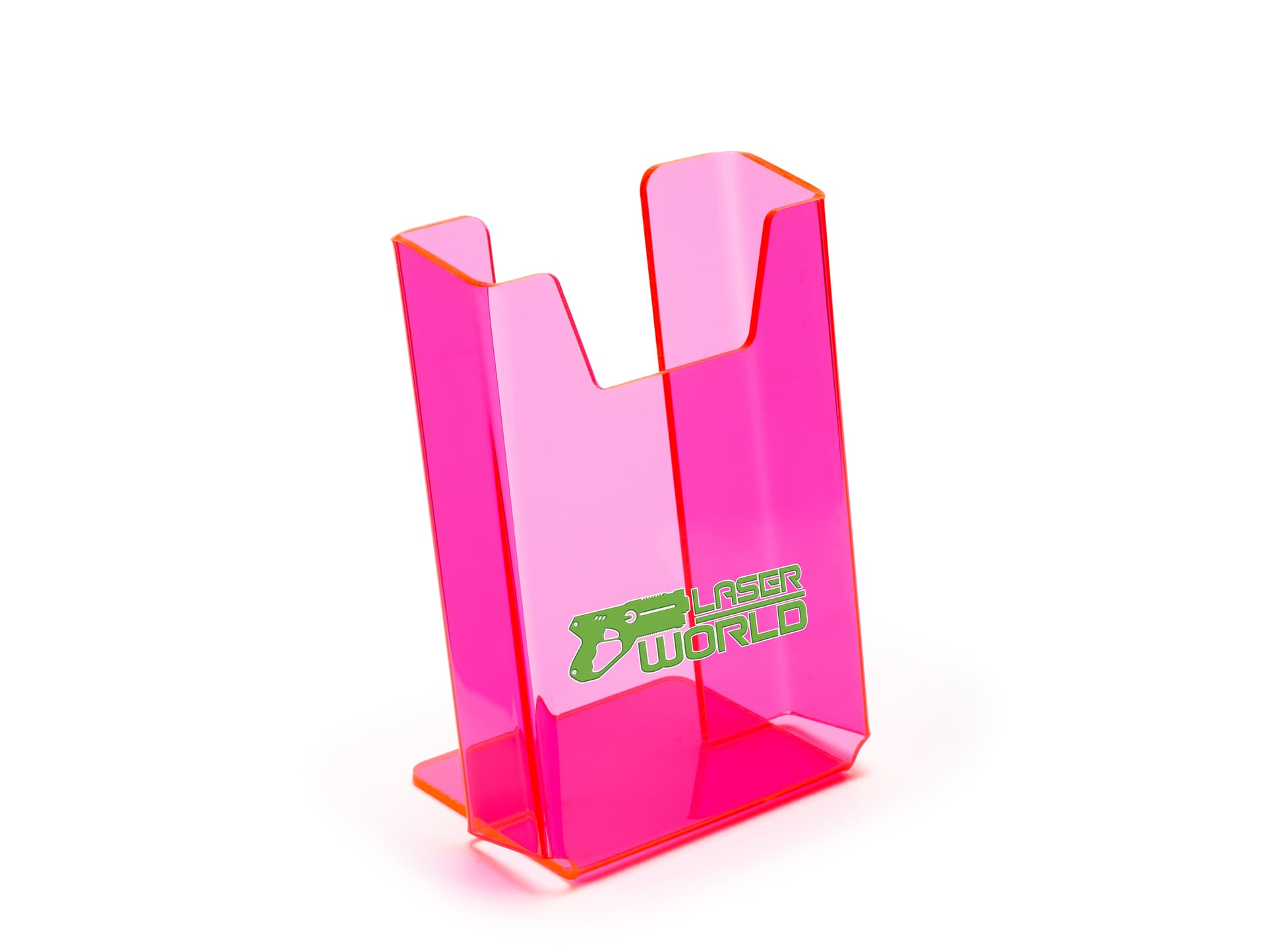 Custom pink trifold display stand with graphics included 